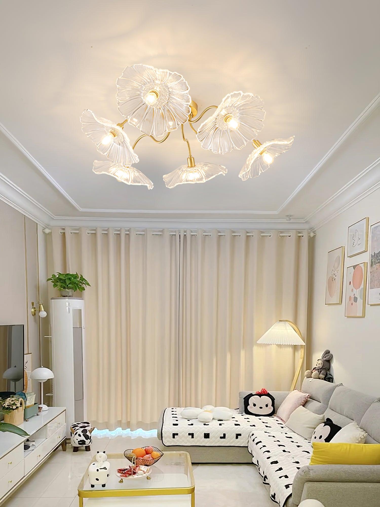 Lioruina Ceiling Lamp Leaf Glass with Brass Elegant