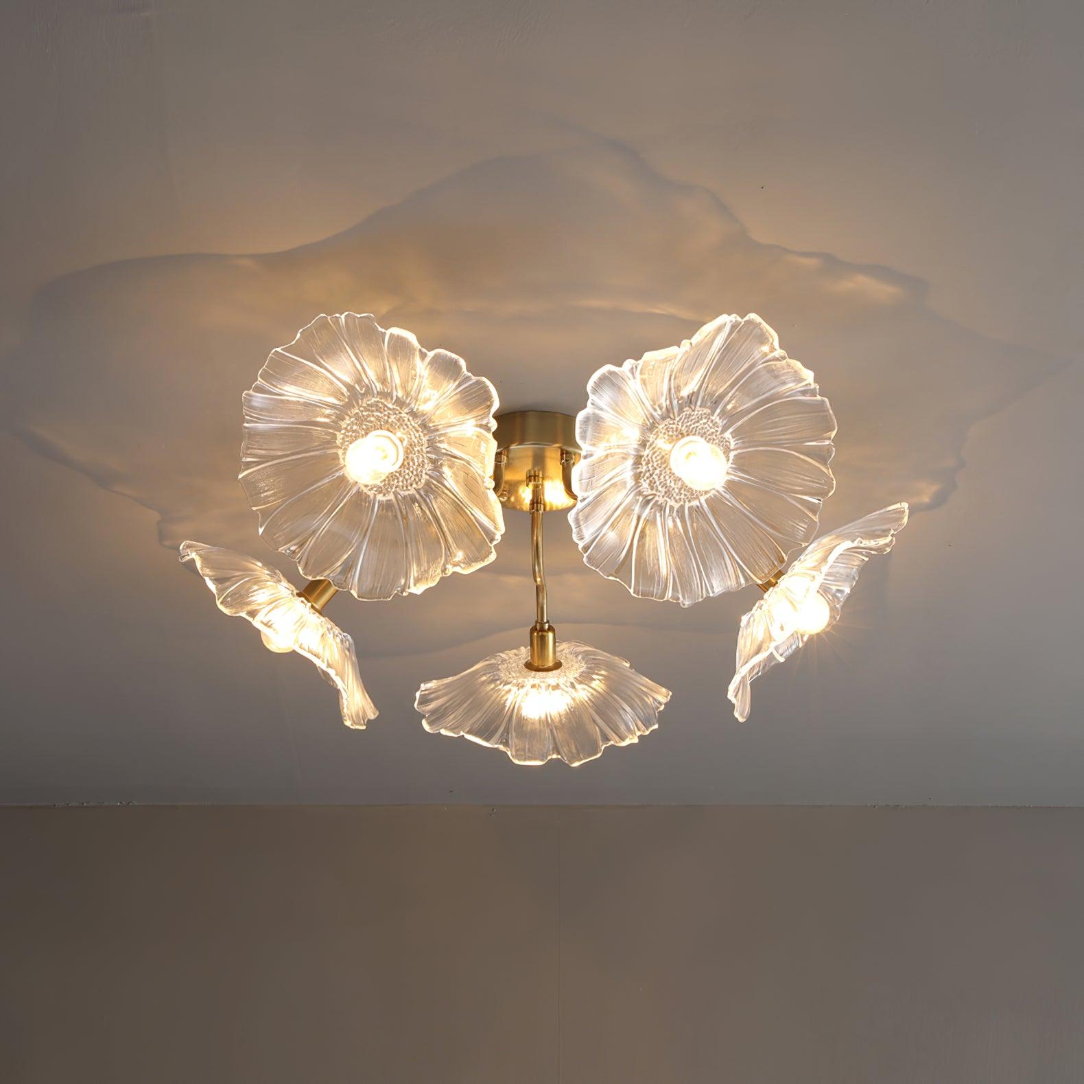 Lioruina Ceiling Lamp Leaf Glass with Brass Elegant