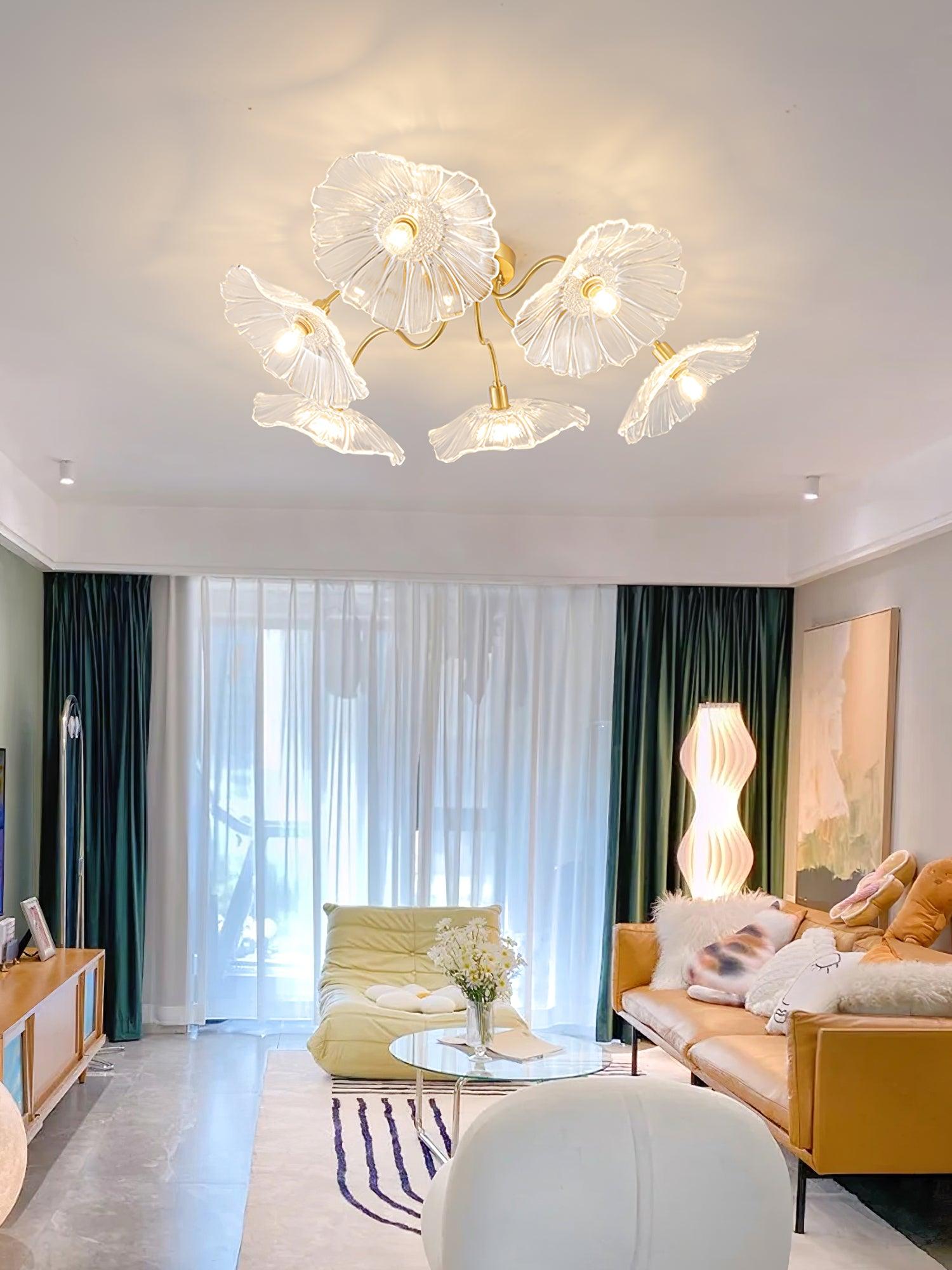 Lioruina Ceiling Lamp Leaf Glass with Brass Elegant
