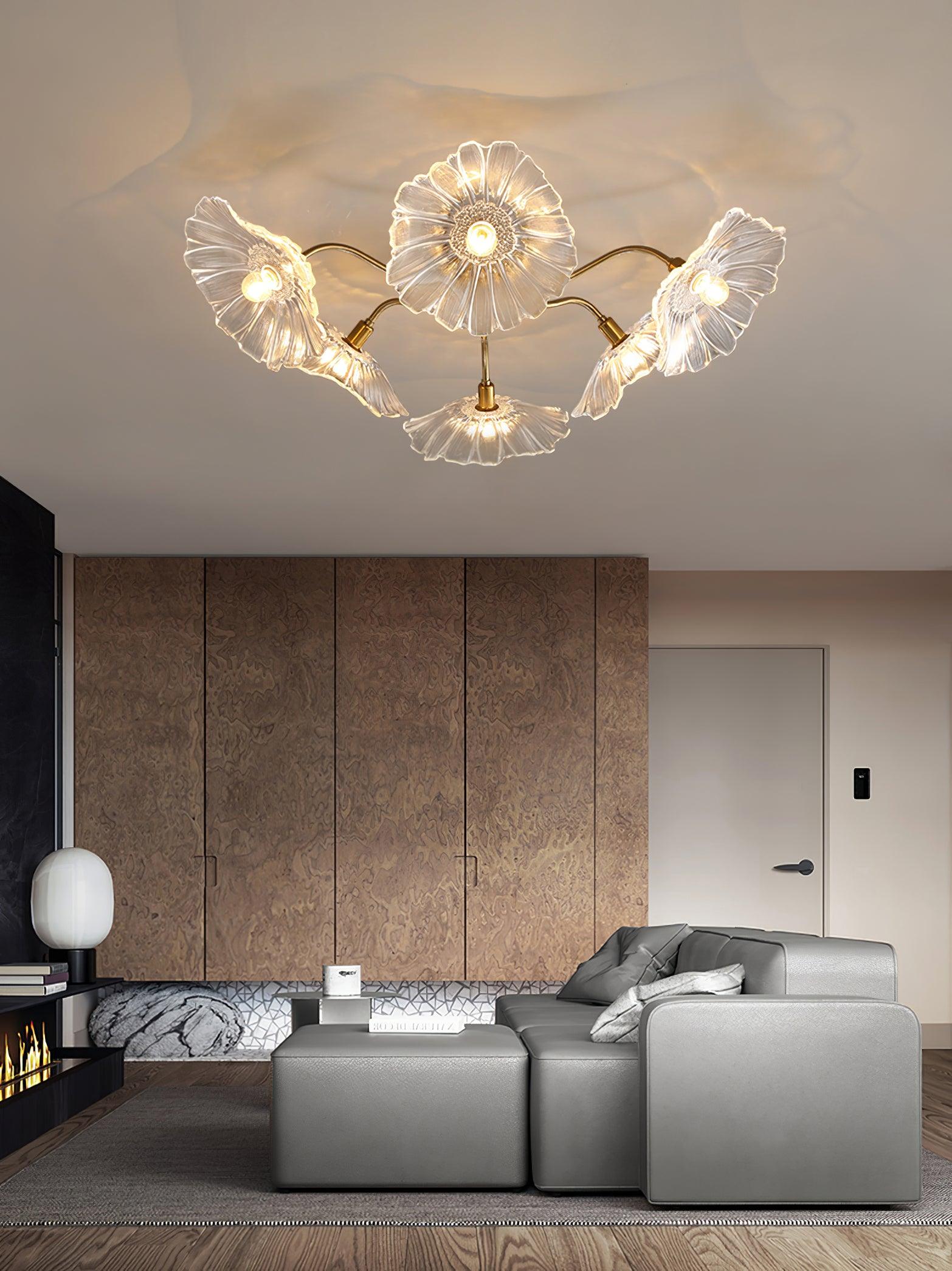 Lioruina Ceiling Lamp Leaf Glass with Brass Elegant
