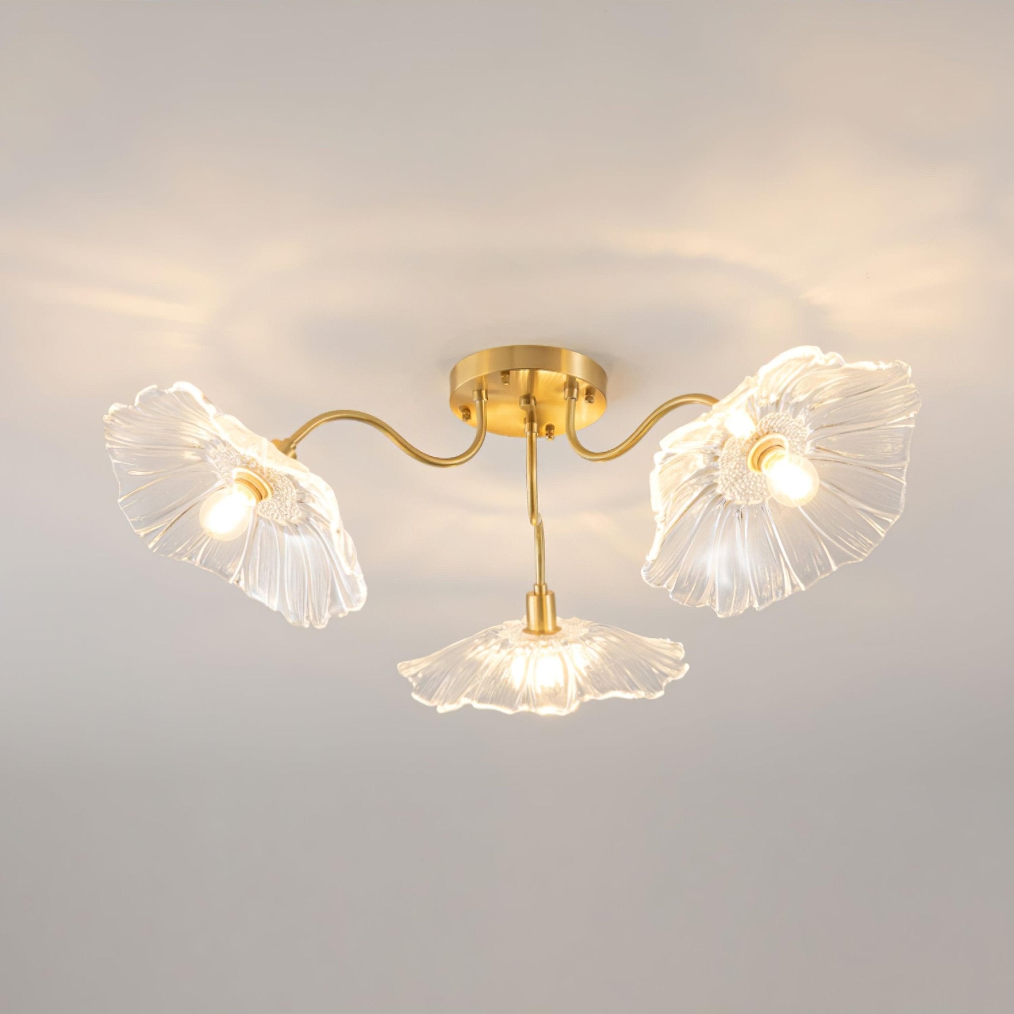 Lioruina Ceiling Lamp Leaf Glass with Brass Elegant