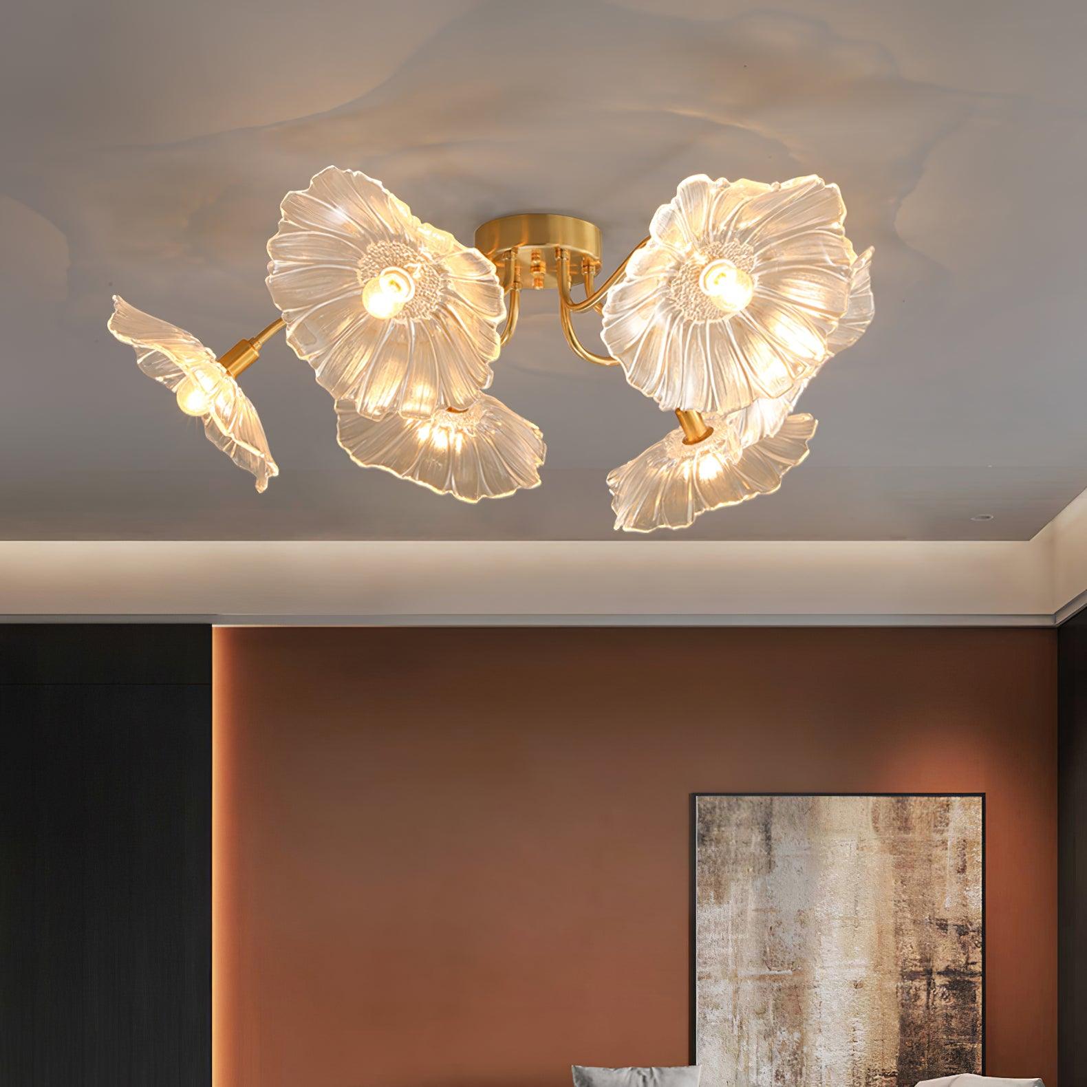 Lioruina Ceiling Lamp Leaf Glass with Brass Elegant