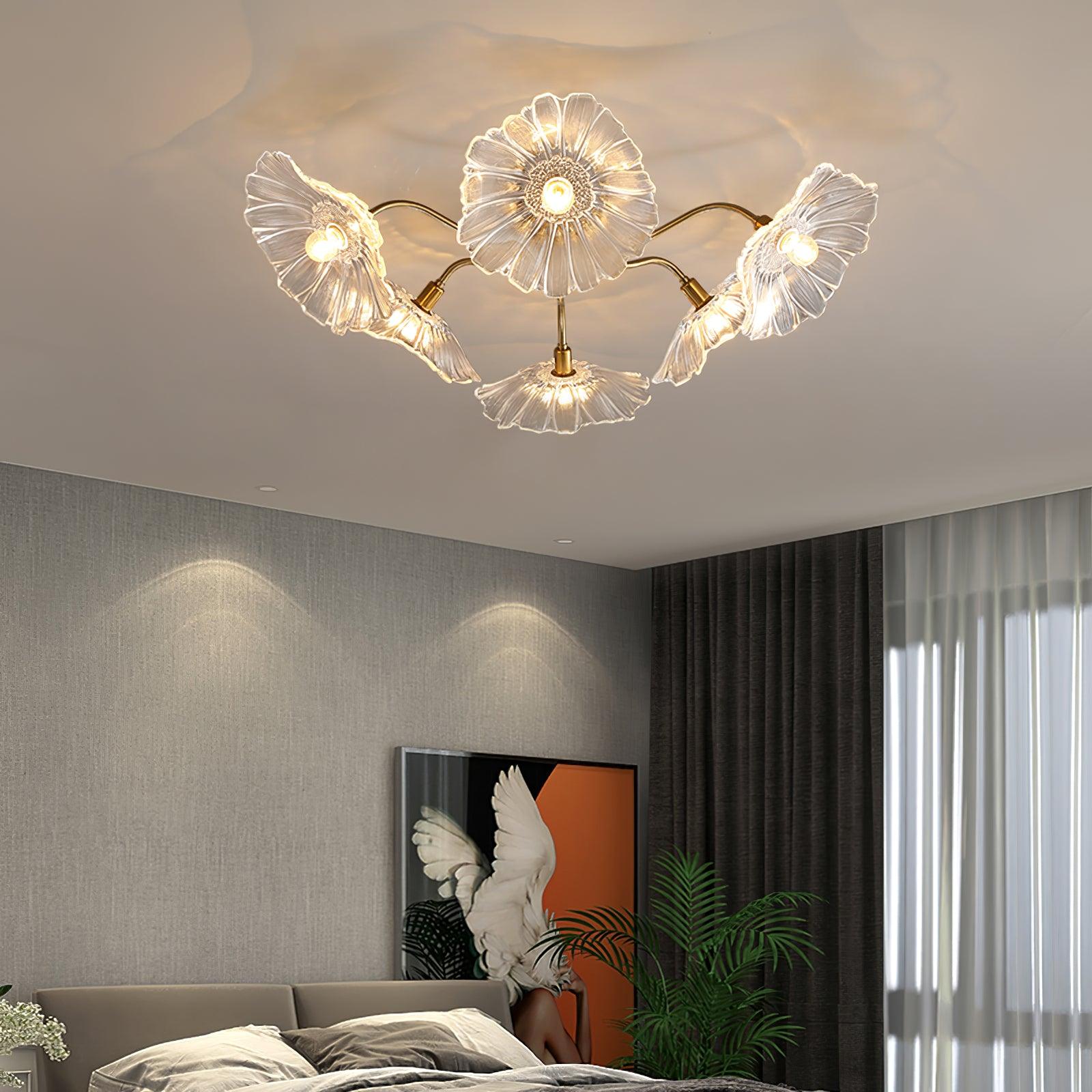 Lioruina Ceiling Lamp Leaf Glass with Brass Elegant