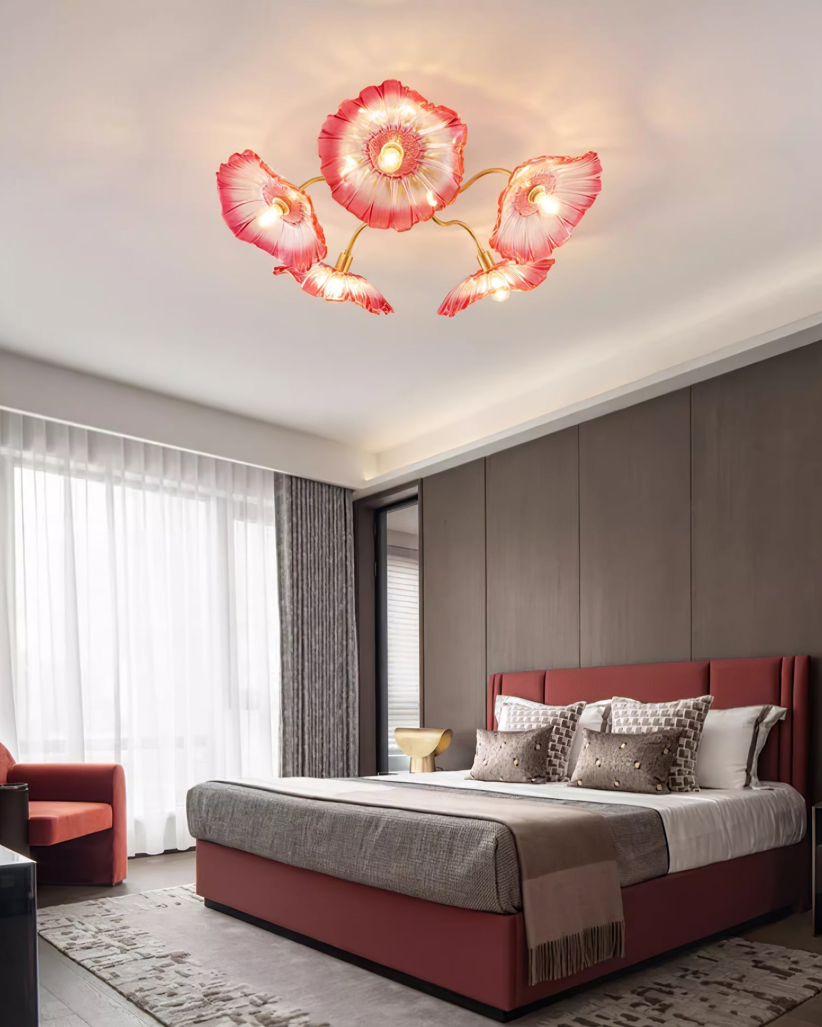 Lioruina Ceiling Lamp Leaf Glass with Brass Elegant