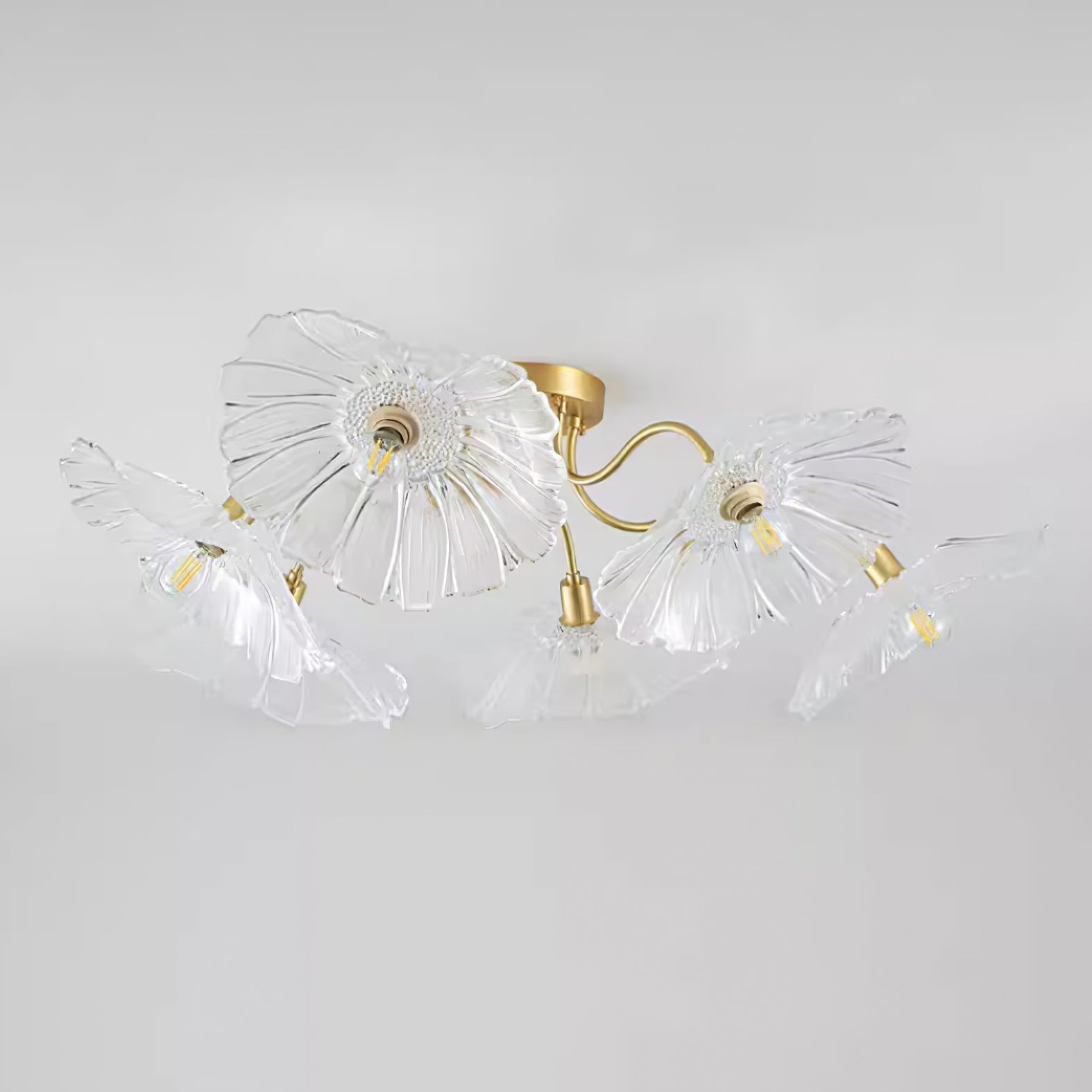 Lioruina Ceiling Lamp Leaf Glass with Brass Elegant