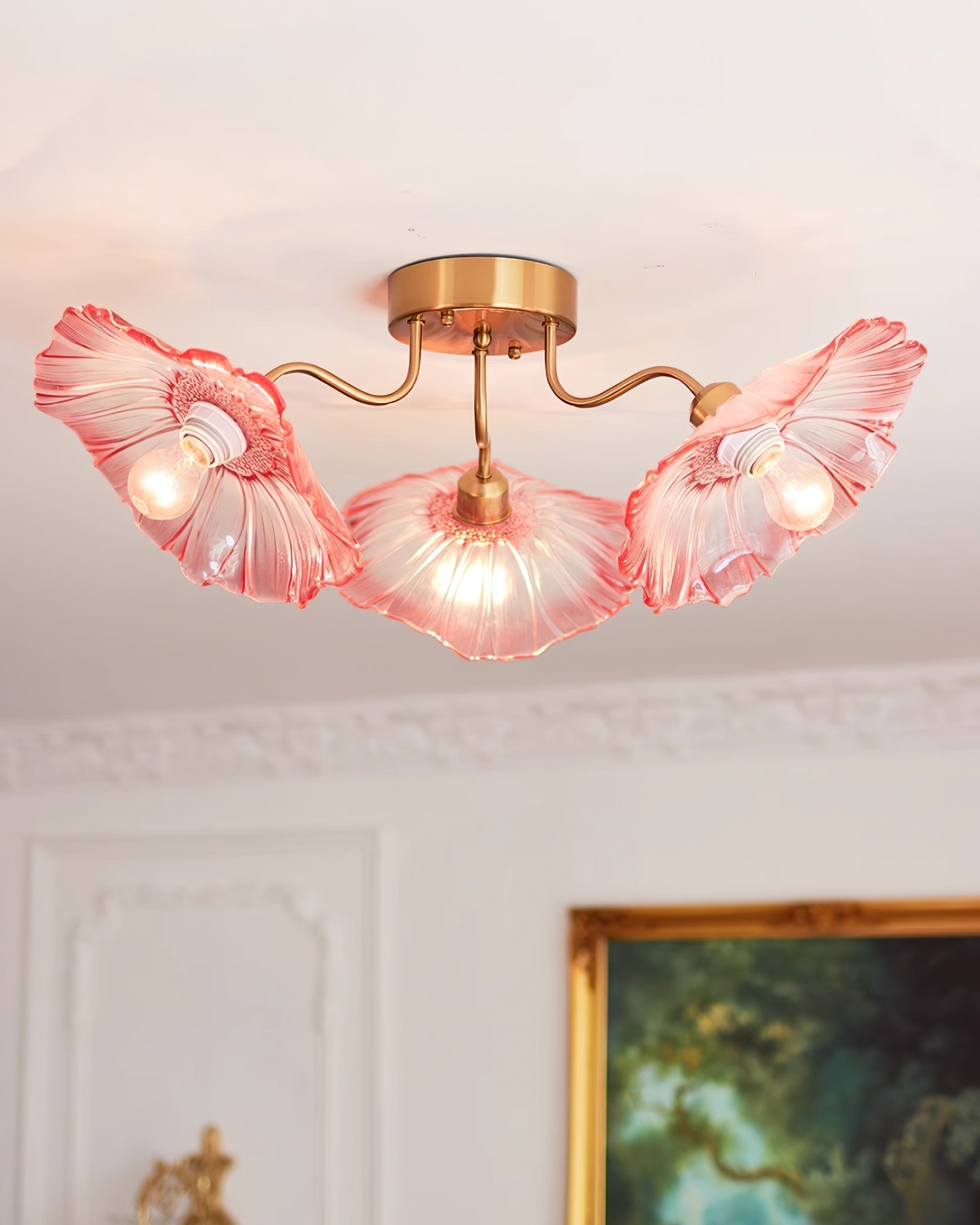 Lioruina Ceiling Lamp Leaf Glass with Brass Elegant