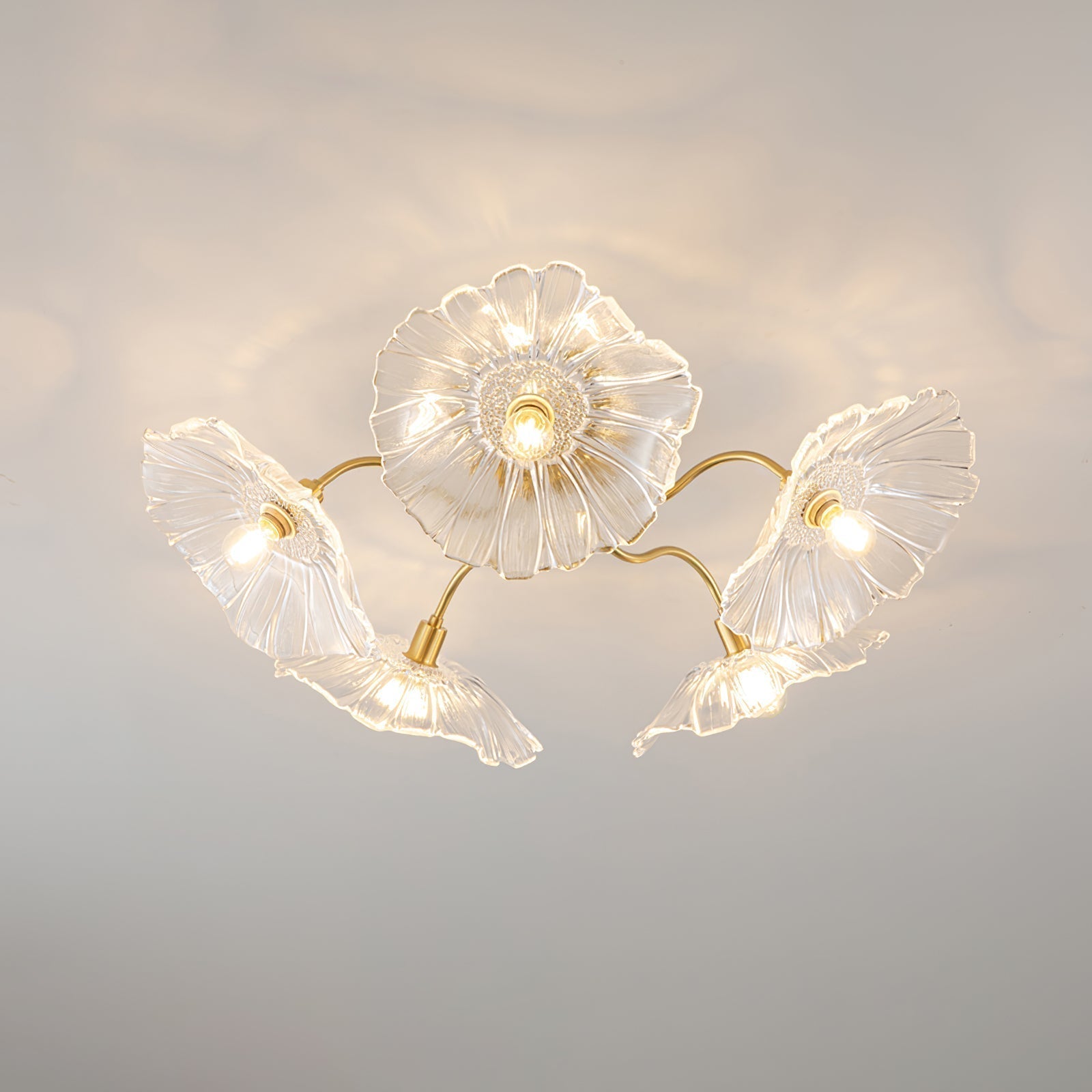 Lioruina Ceiling Lamp Leaf Glass with Brass Elegant
