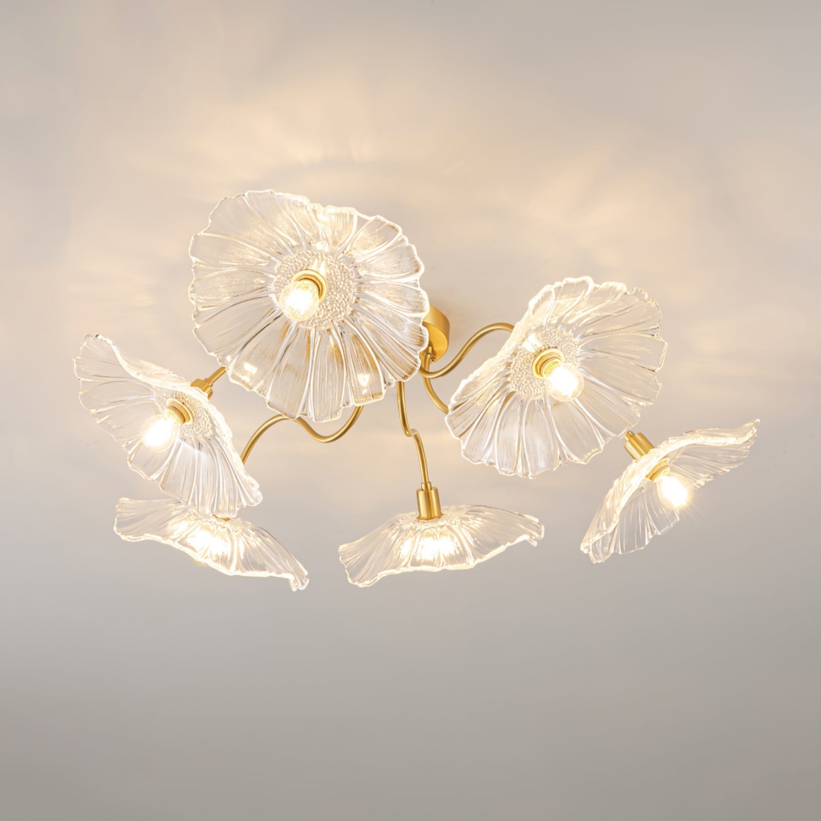 Lioruina Ceiling Lamp Leaf Glass with Brass Elegant
