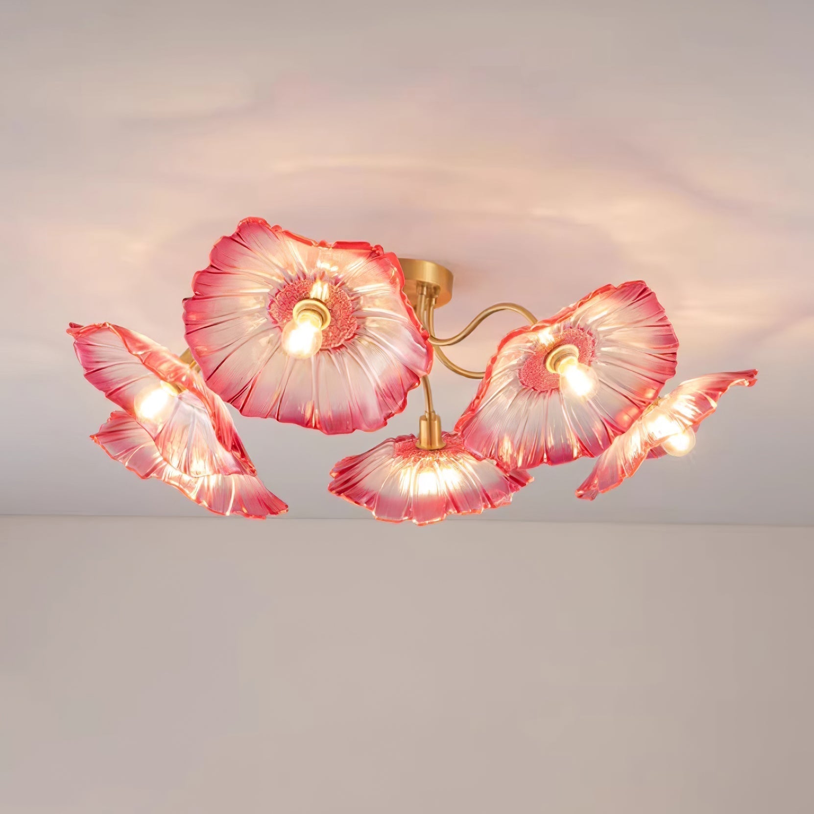 Lioruina Ceiling Lamp Leaf Glass with Brass Elegant