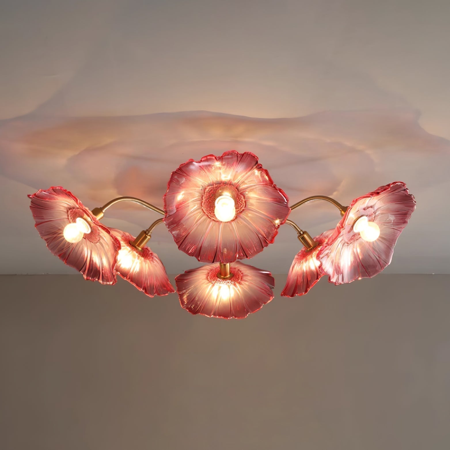 Lioruina Ceiling Lamp Leaf Glass with Brass Elegant