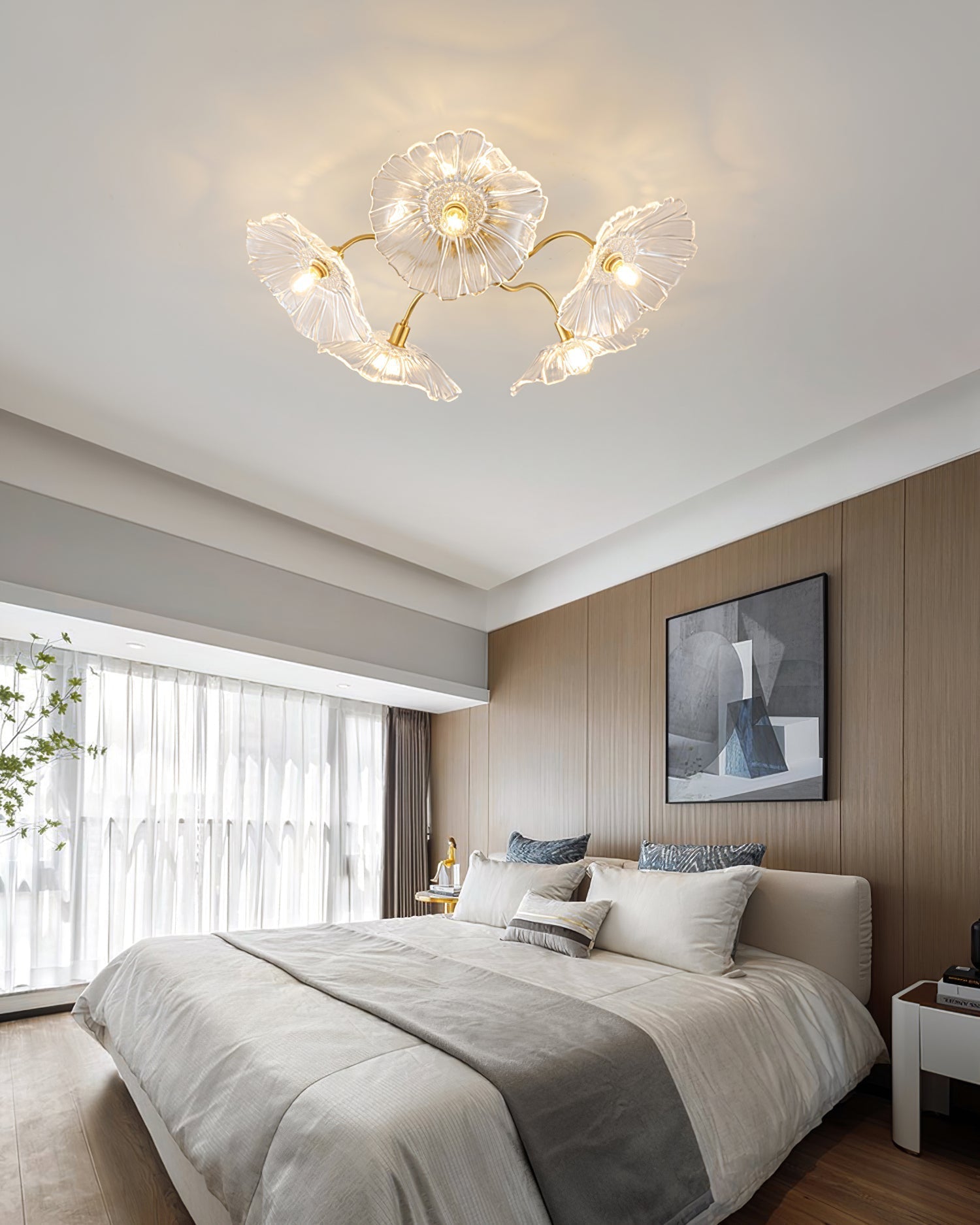 Lioruina Ceiling Lamp Leaf Glass with Brass Elegant