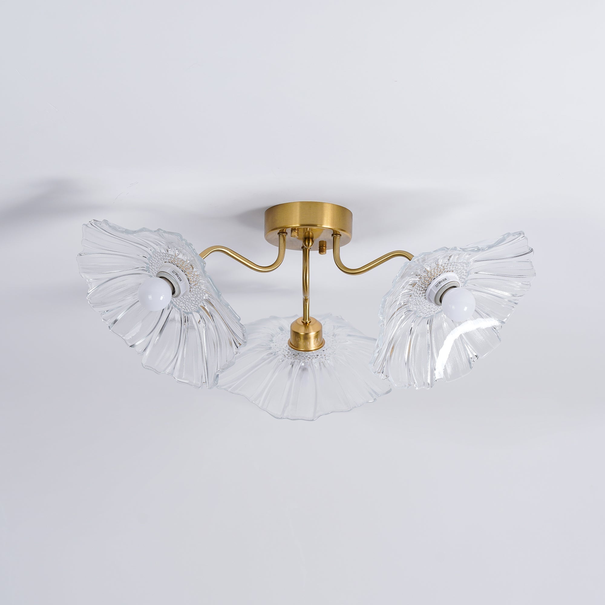 Lioruina Ceiling Lamp Leaf Glass with Brass Elegant