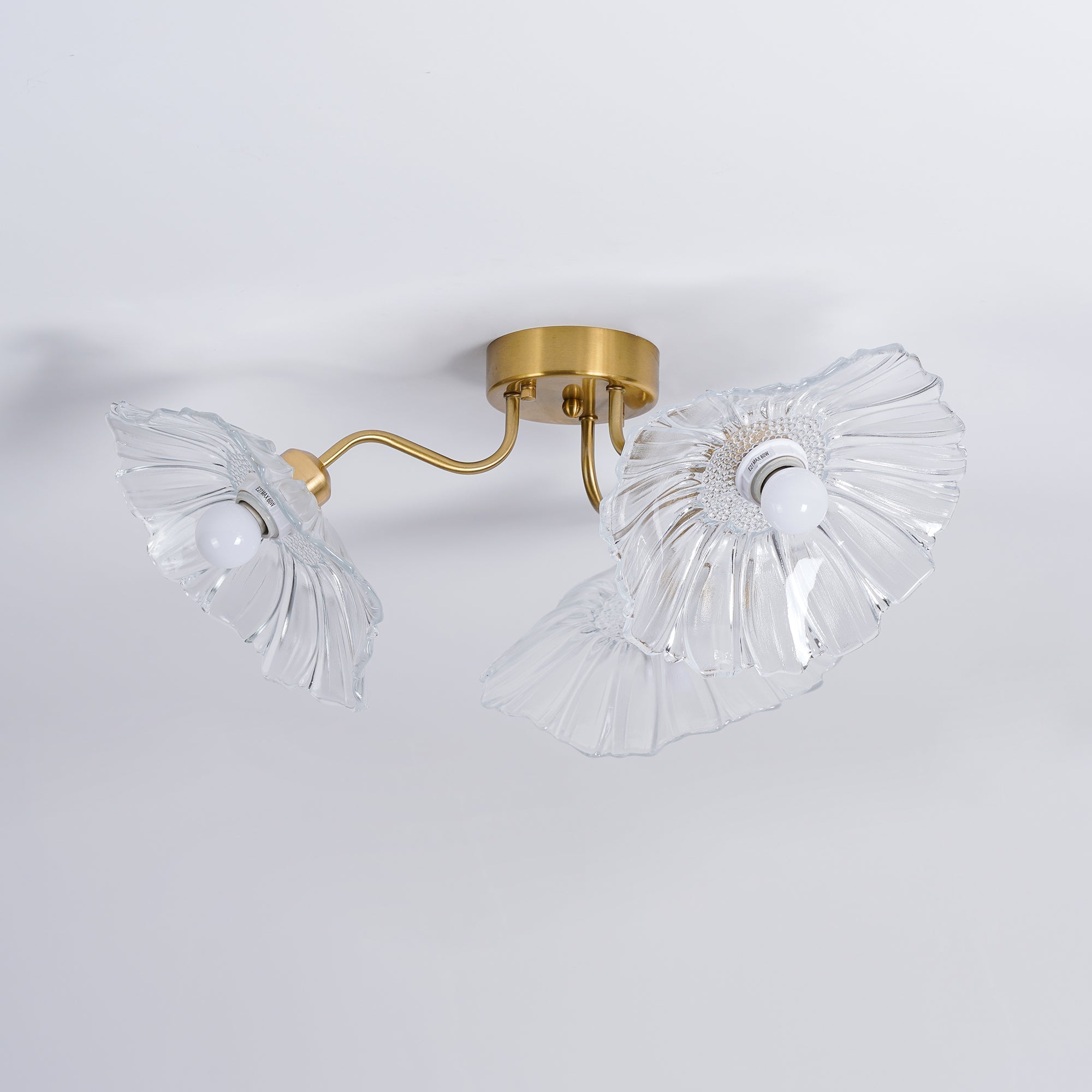 Lioruina Ceiling Lamp Leaf Glass with Brass Elegant