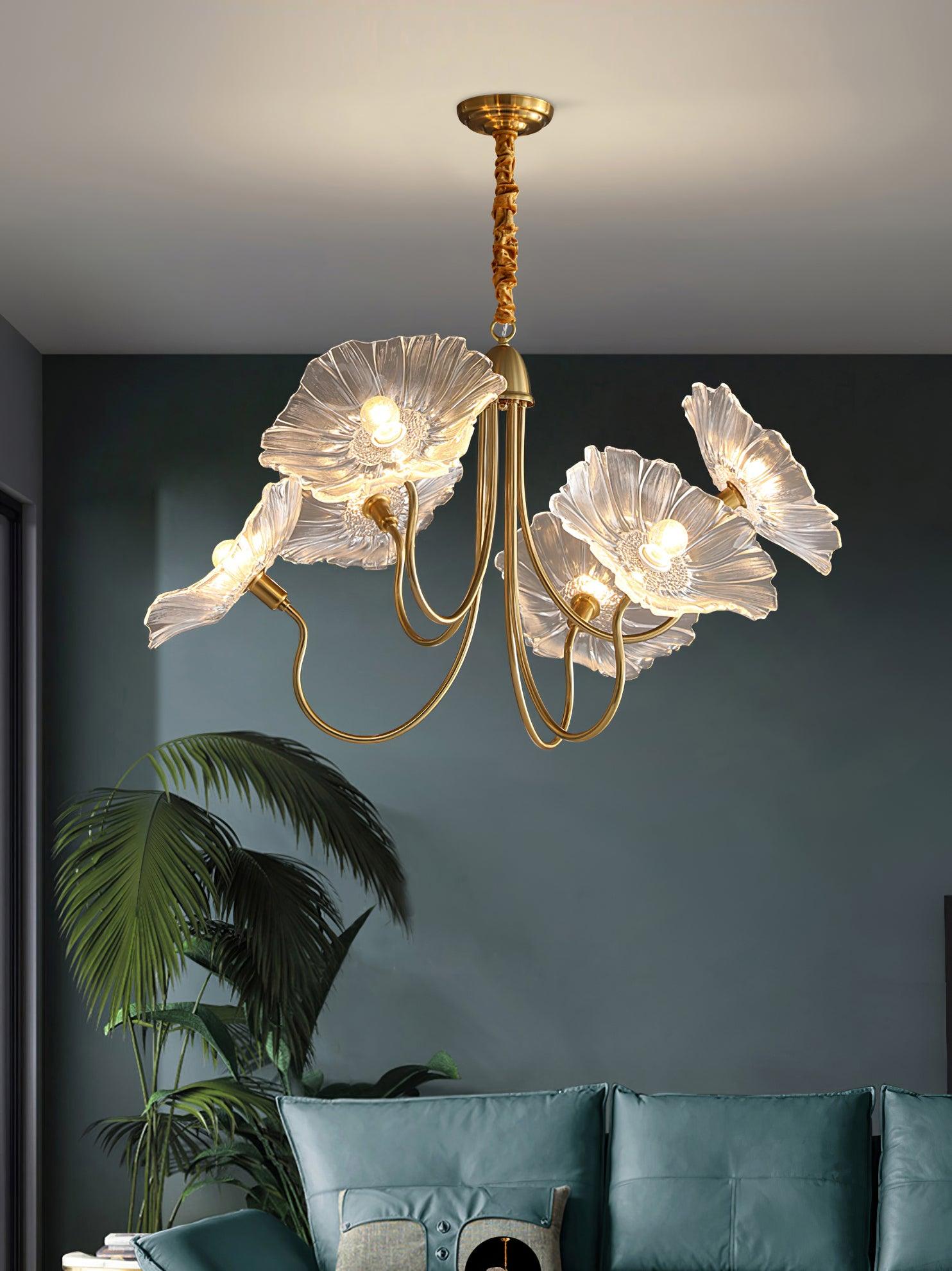 Velorora Chandelier Lotus Leaf Glass