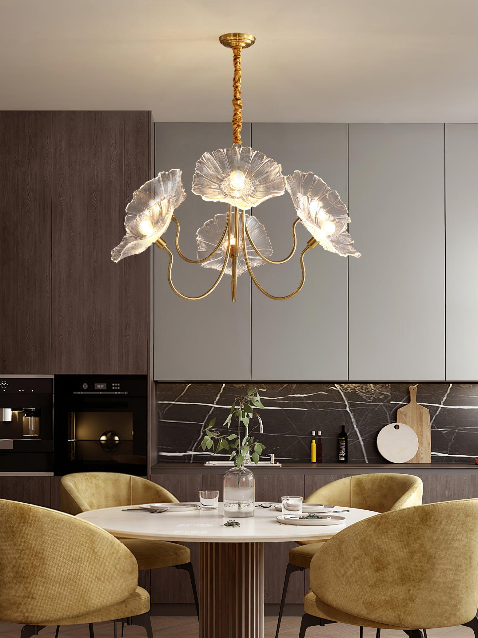 Velorora Chandelier Lotus Leaf Glass