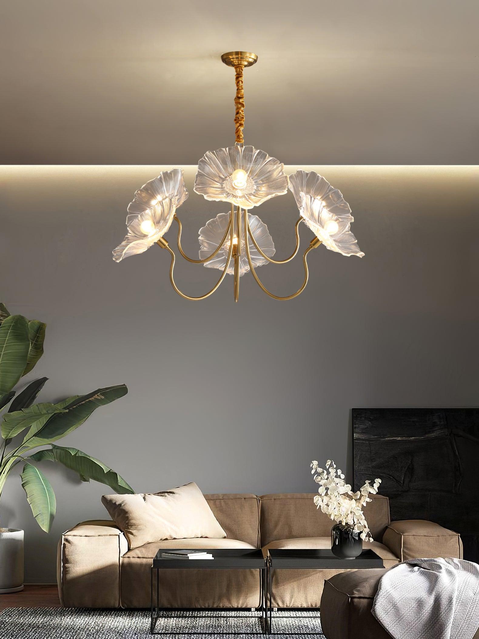 Velorora Chandelier Lotus Leaf Glass