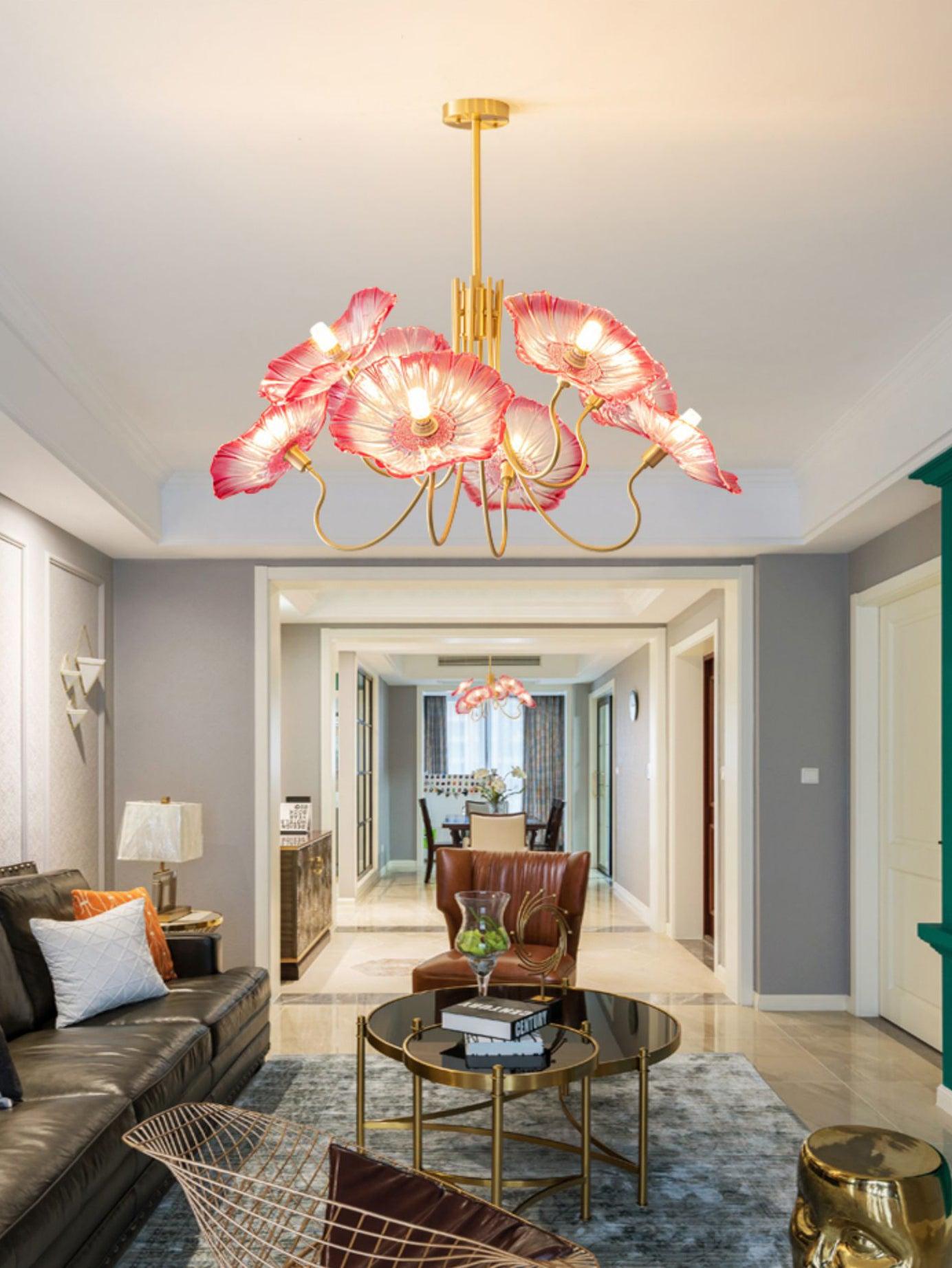 Velorora Chandelier Lotus Leaf Glass