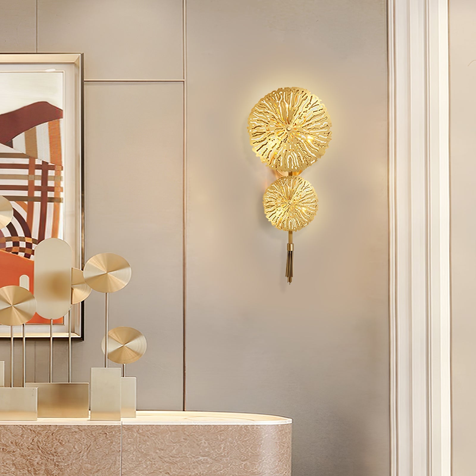 Rylso Wall Lamp Lotus Leaf Brass