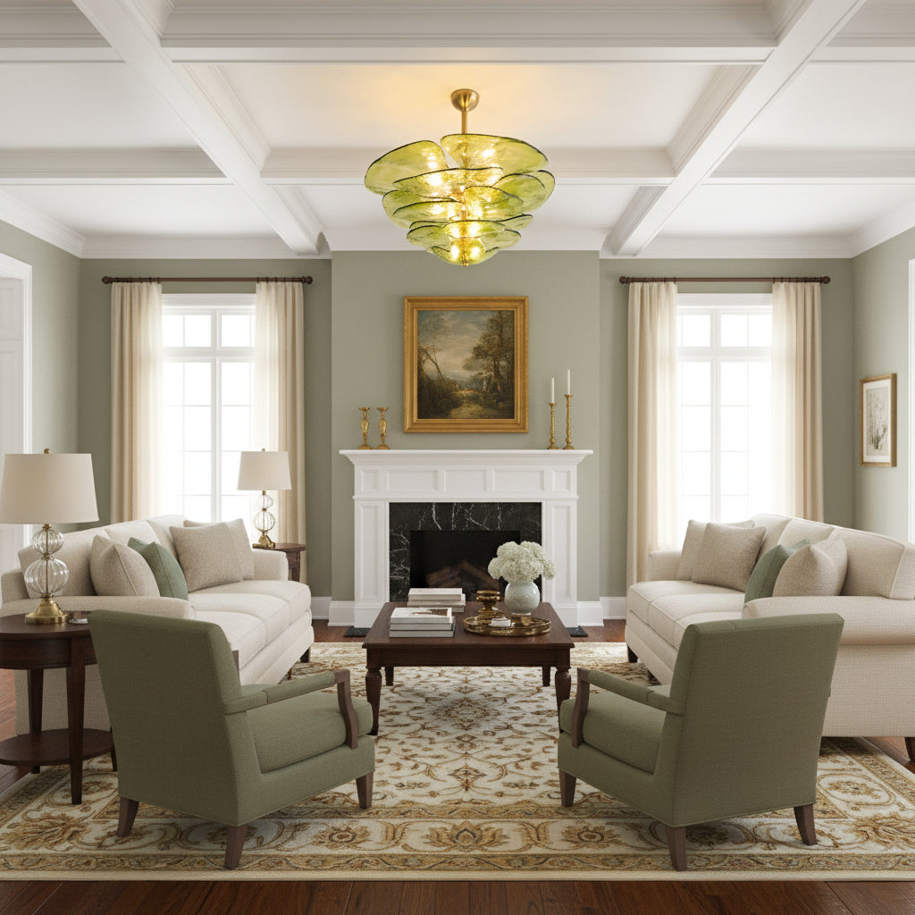 Fairwell Lotus Leaf Layered Glass Chandelier