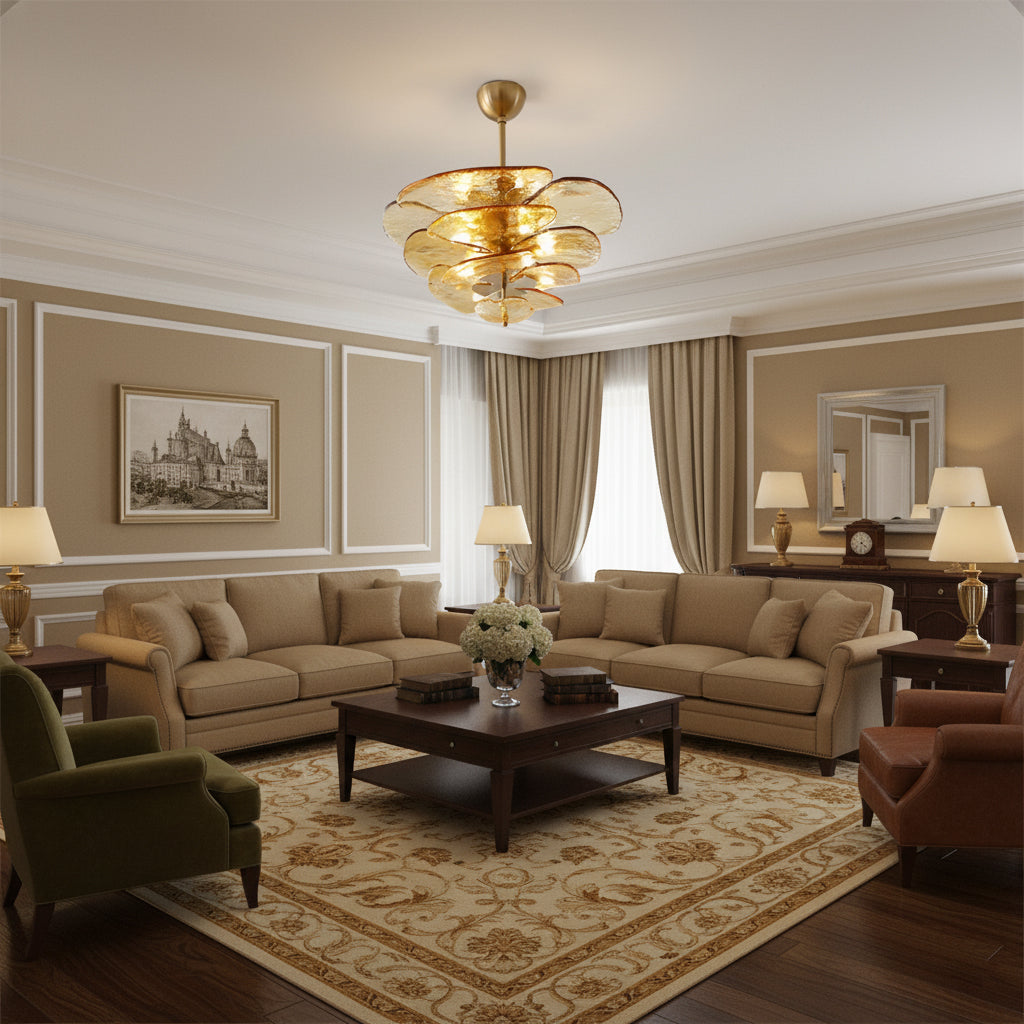 Fairwell Lotus Leaf Layered Glass Chandelier