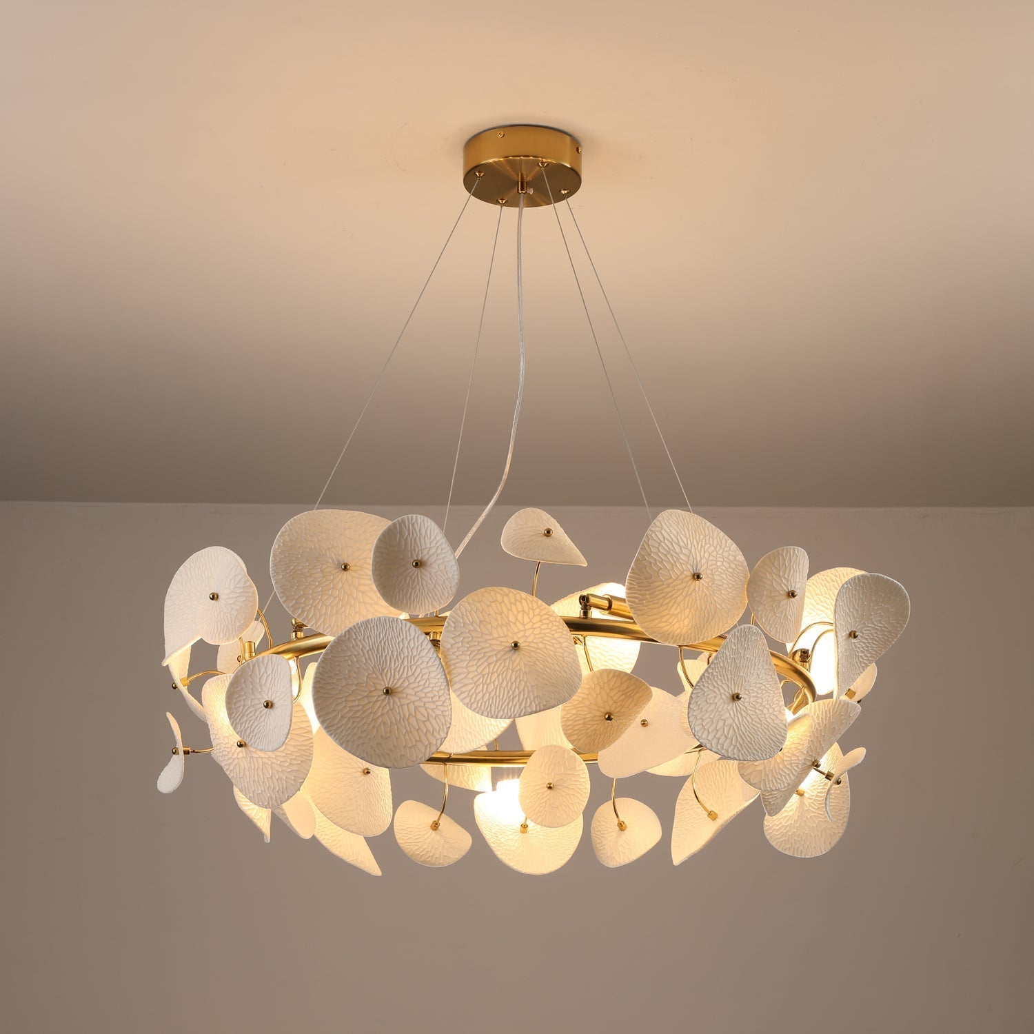 Jorlen Modern Elegance Petal Ceramic Chandelier