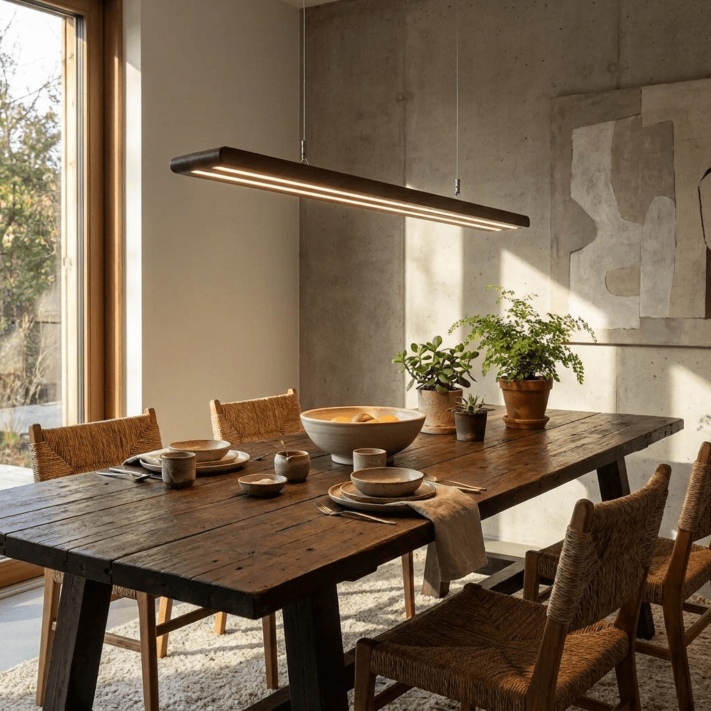 Rinoelia Wood Linear Pendant Light