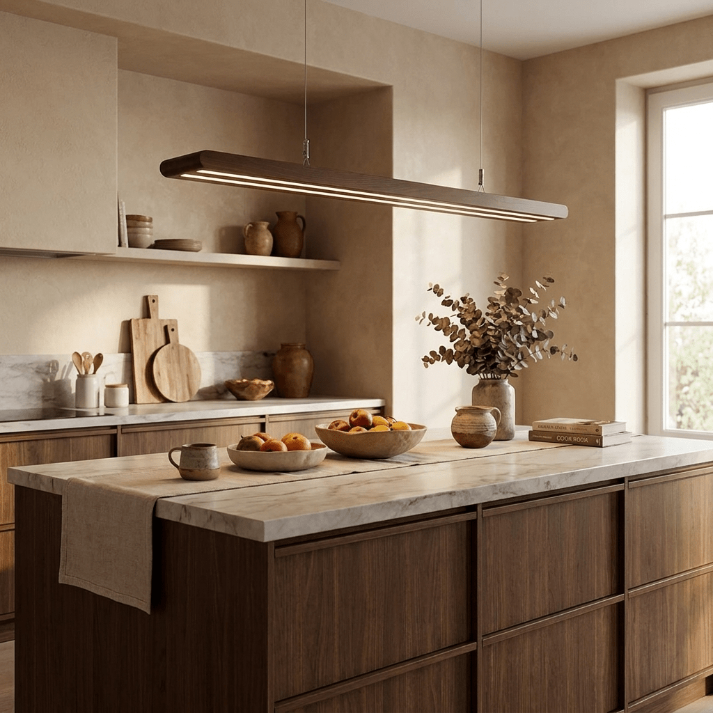 Rinoelia Wood Linear Pendant Light
