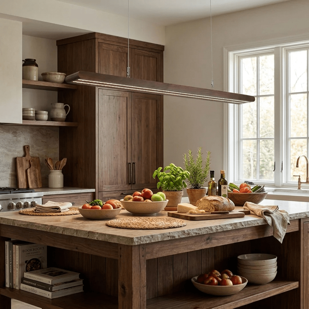 Rinoelia Wood Linear Pendant Light