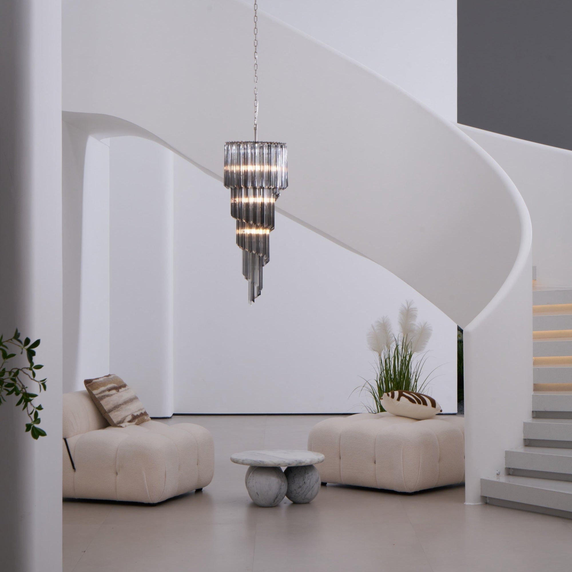 Velarella Chandelier Smoked Glass Spiral