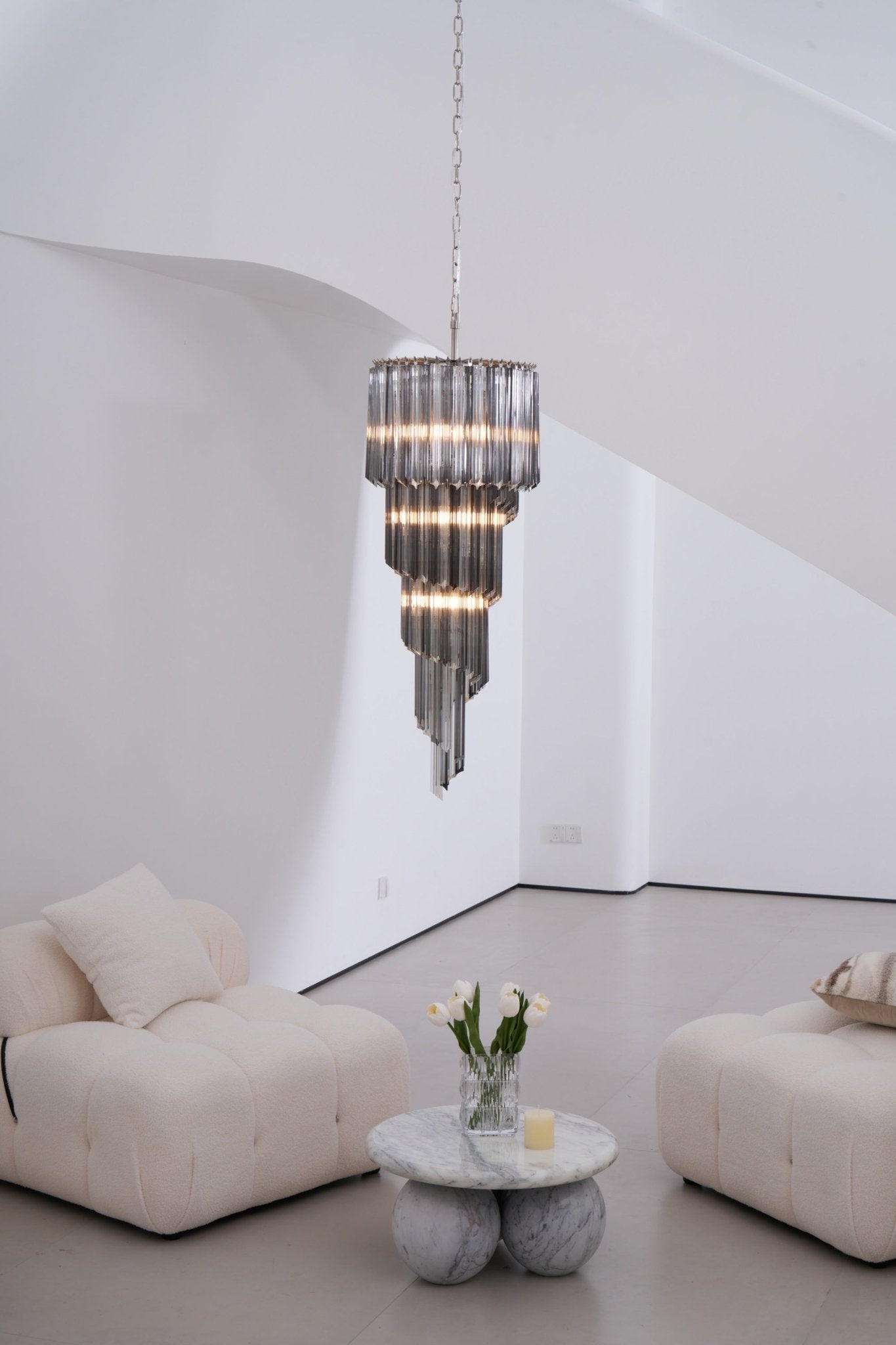 Velarella Chandelier Smoked Glass Spiral