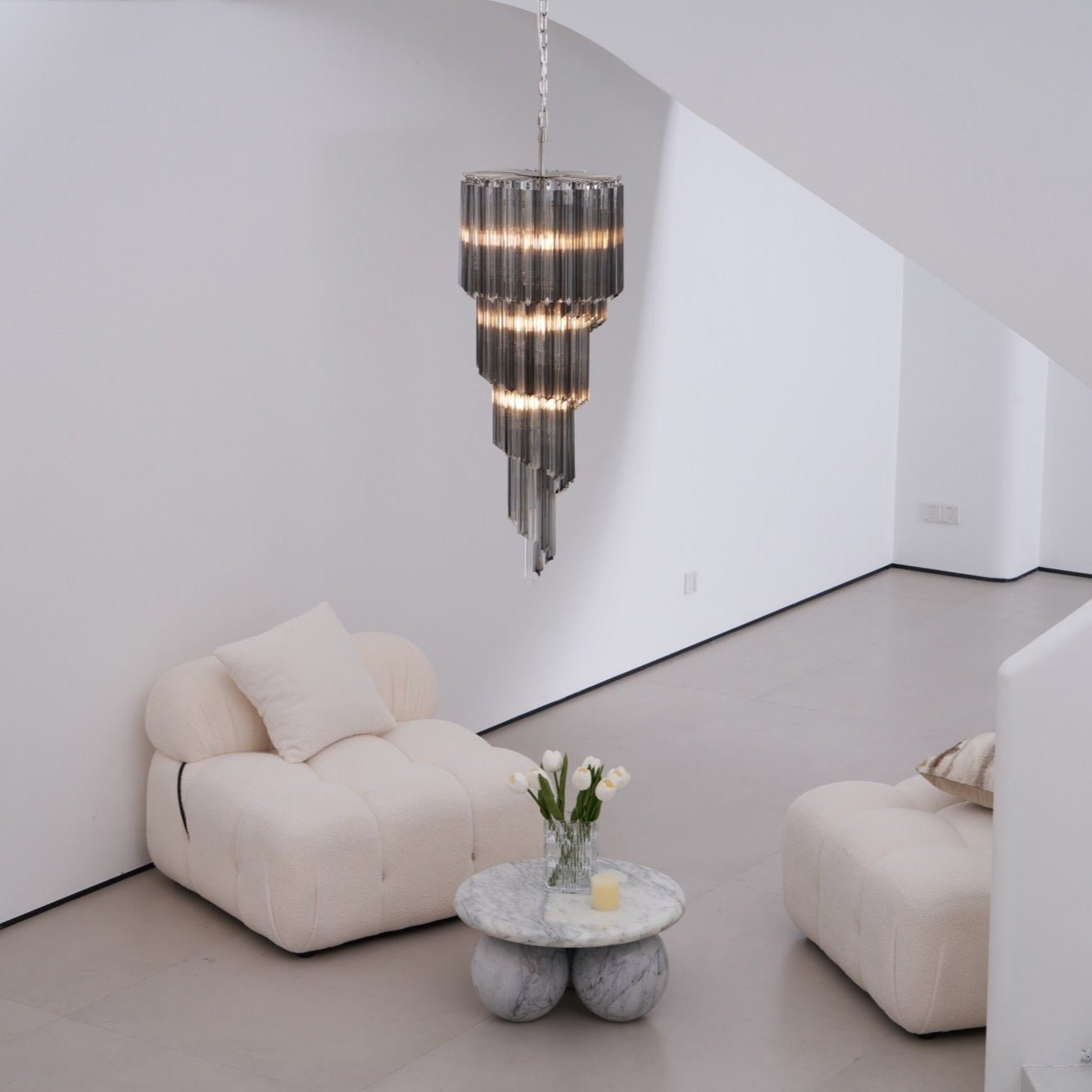 Velarella Chandelier Smoked Glass Spiral