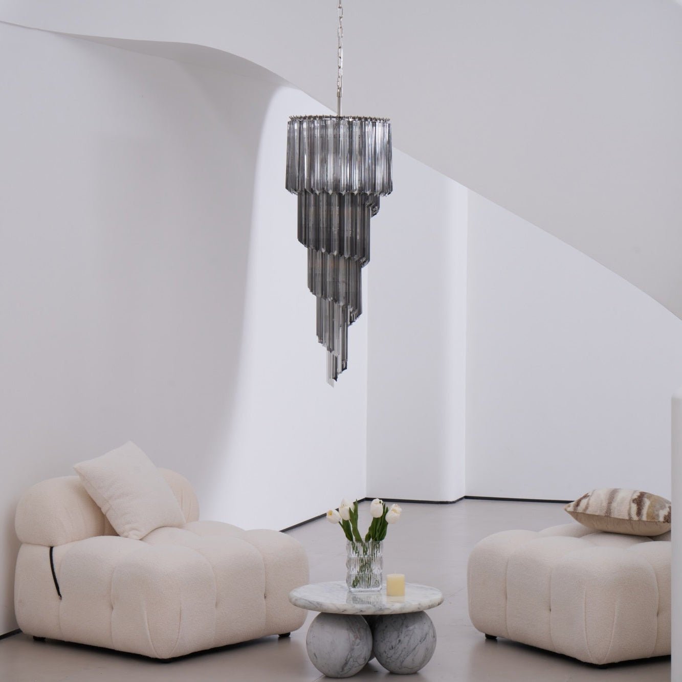 Velarella Chandelier Smoked Glass Spiral