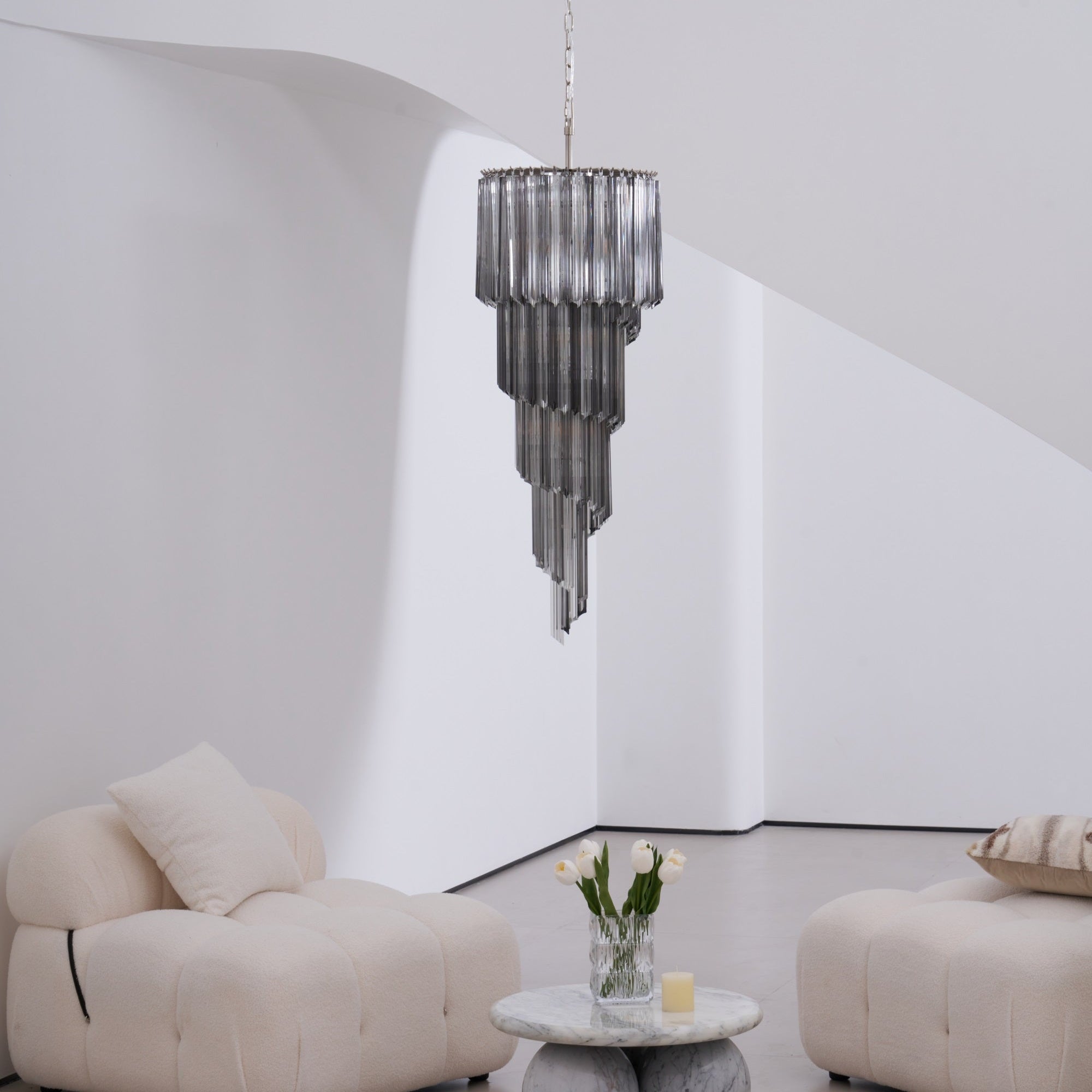 Velarella Chandelier Smoked Glass Spiral