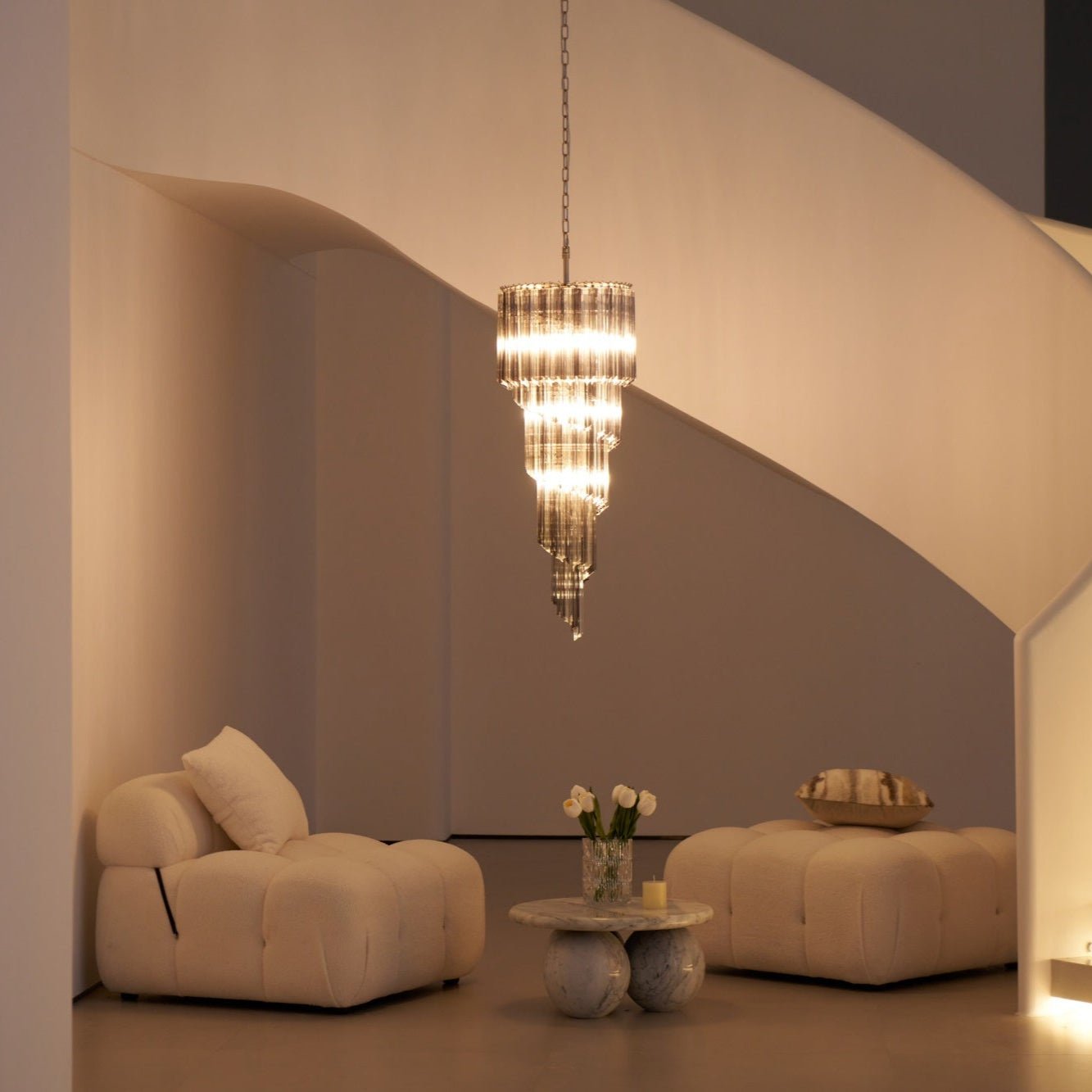 Velarella Chandelier Smoked Glass Spiral