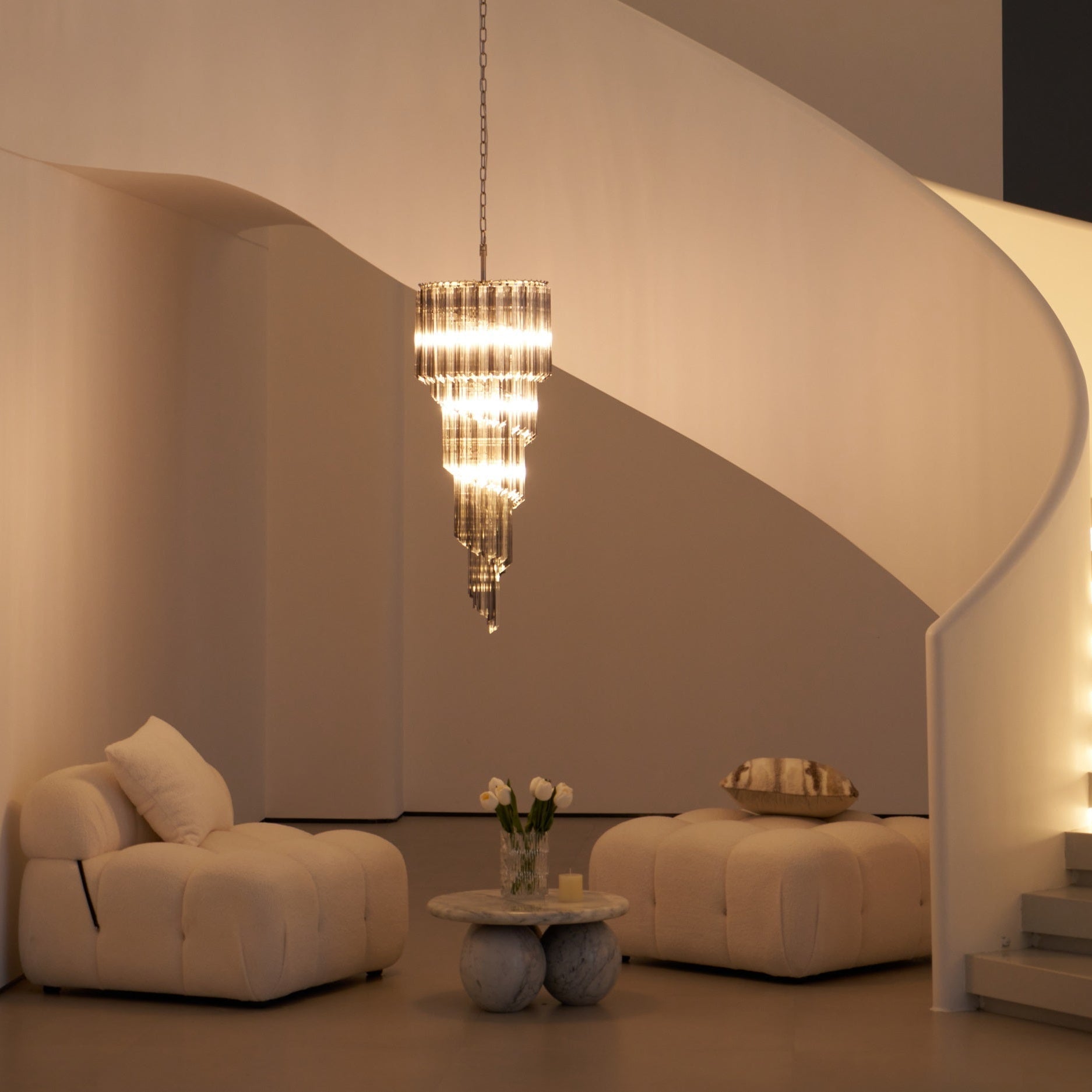 Velarella Chandelier Smoked Glass Spiral