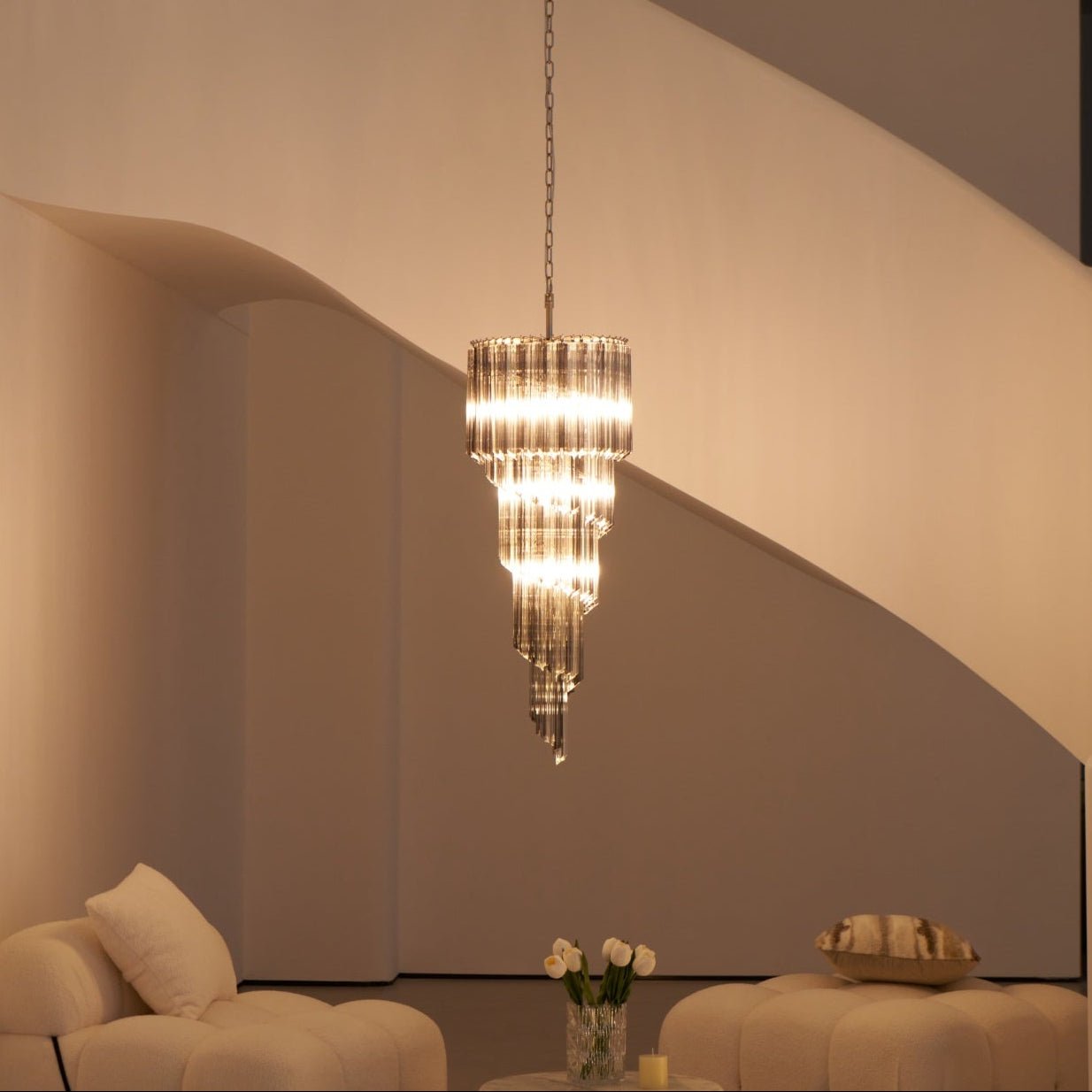 Velarella Chandelier Smoked Glass Spiral