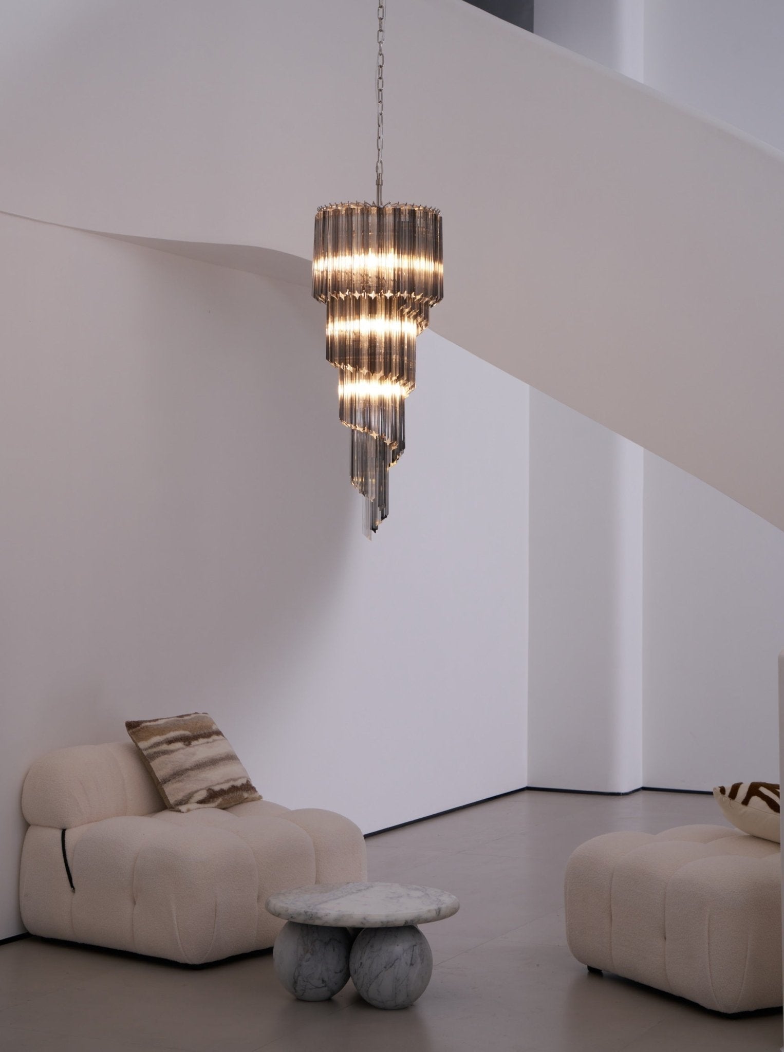 Velarella Chandelier Smoked Glass Spiral