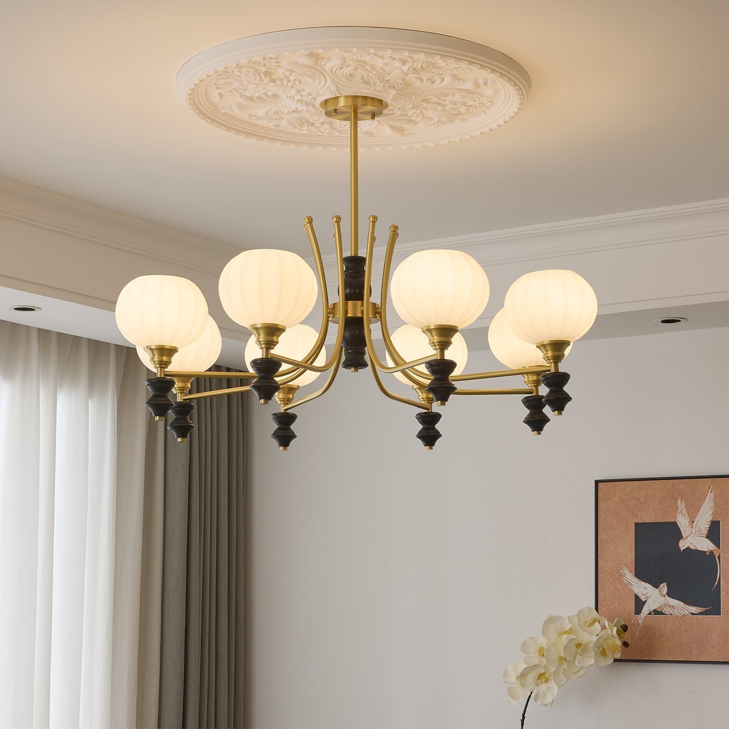 Zavenen Traditional Elegance Vintage Brass Wood Chandelier