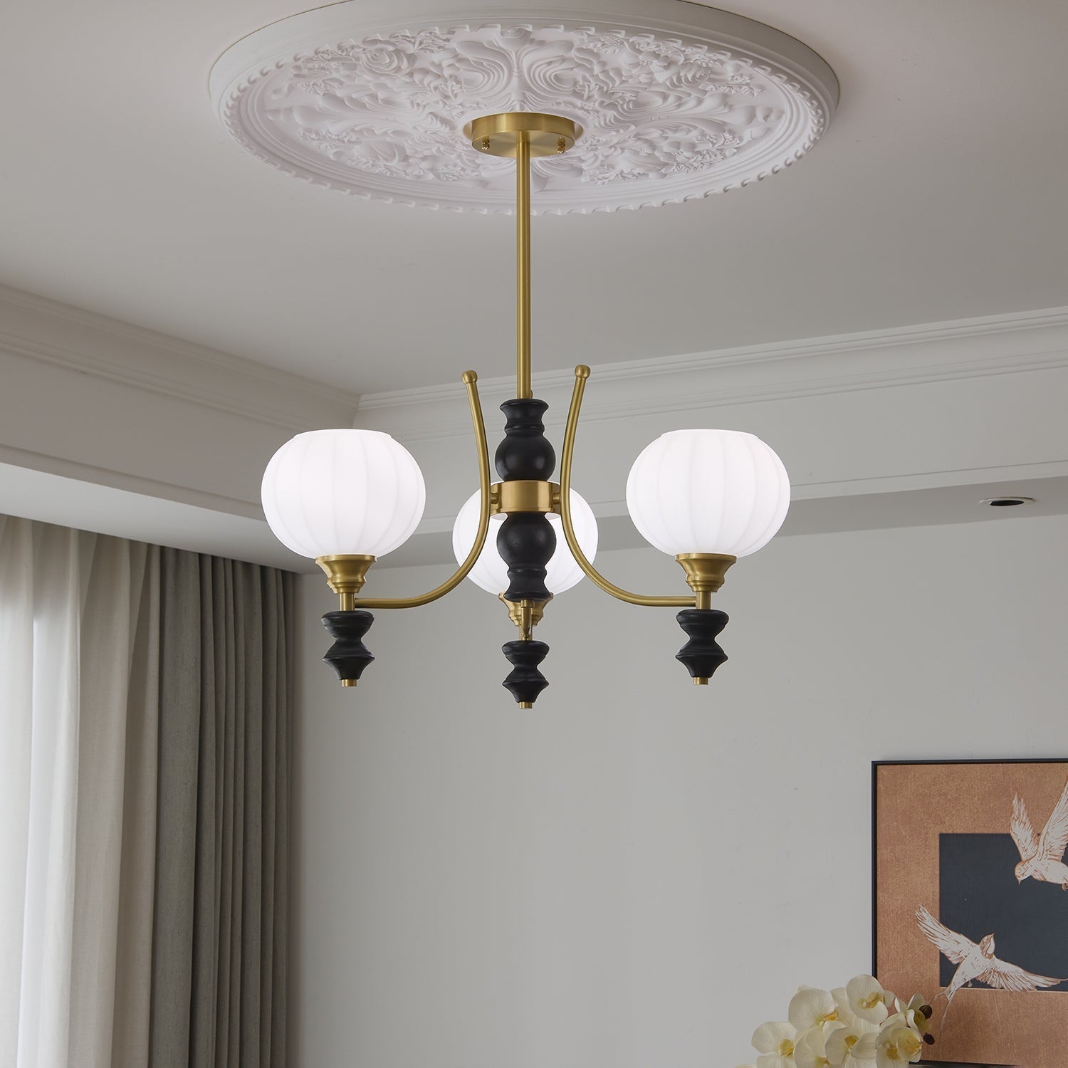 Zavenen Traditional Elegance Vintage Brass Wood Chandelier