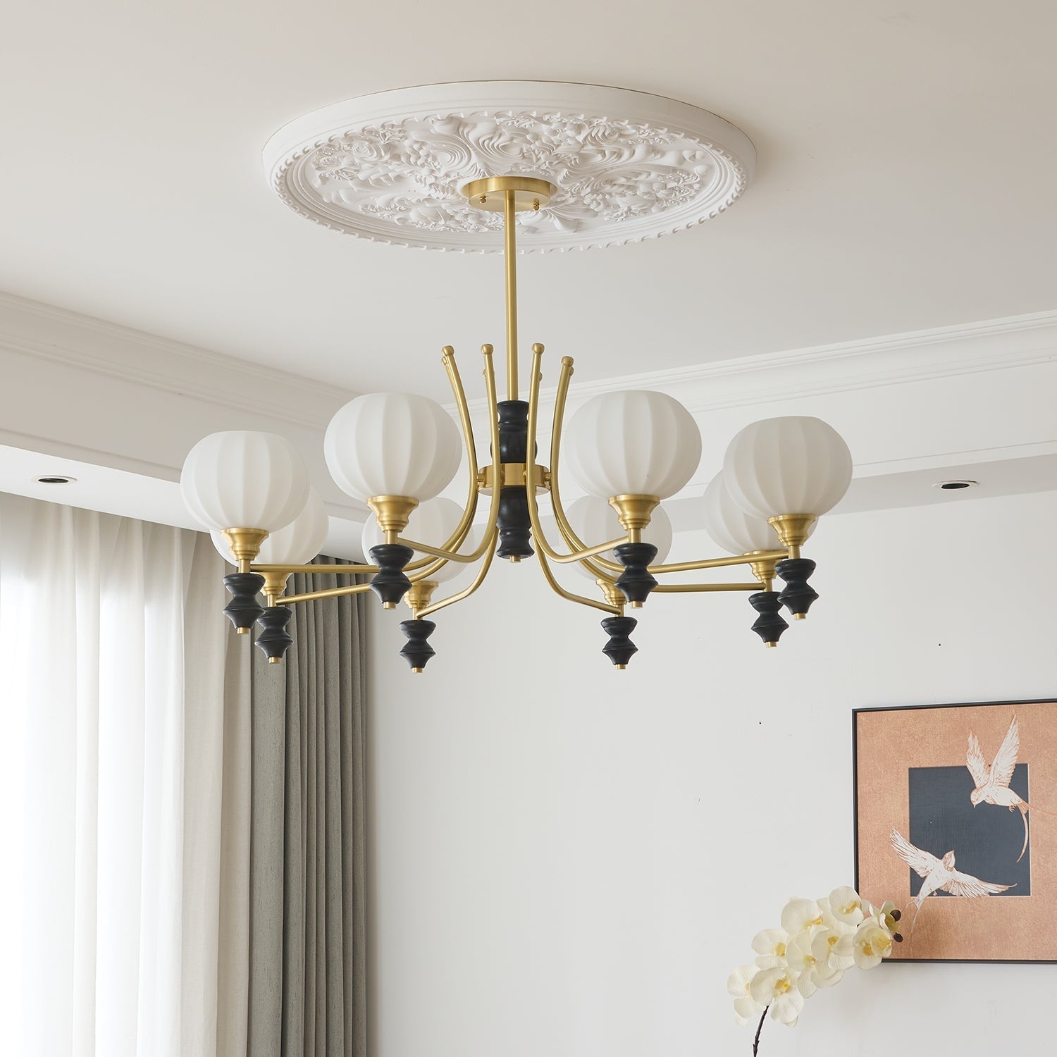 Zavenen Traditional Elegance Vintage Brass Wood Chandelier