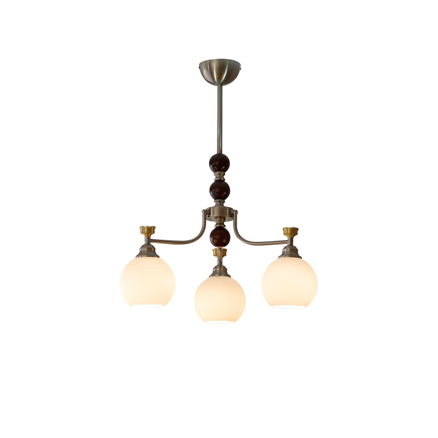 Eursoria Traditional Art Orb Wood Glass Chandelier