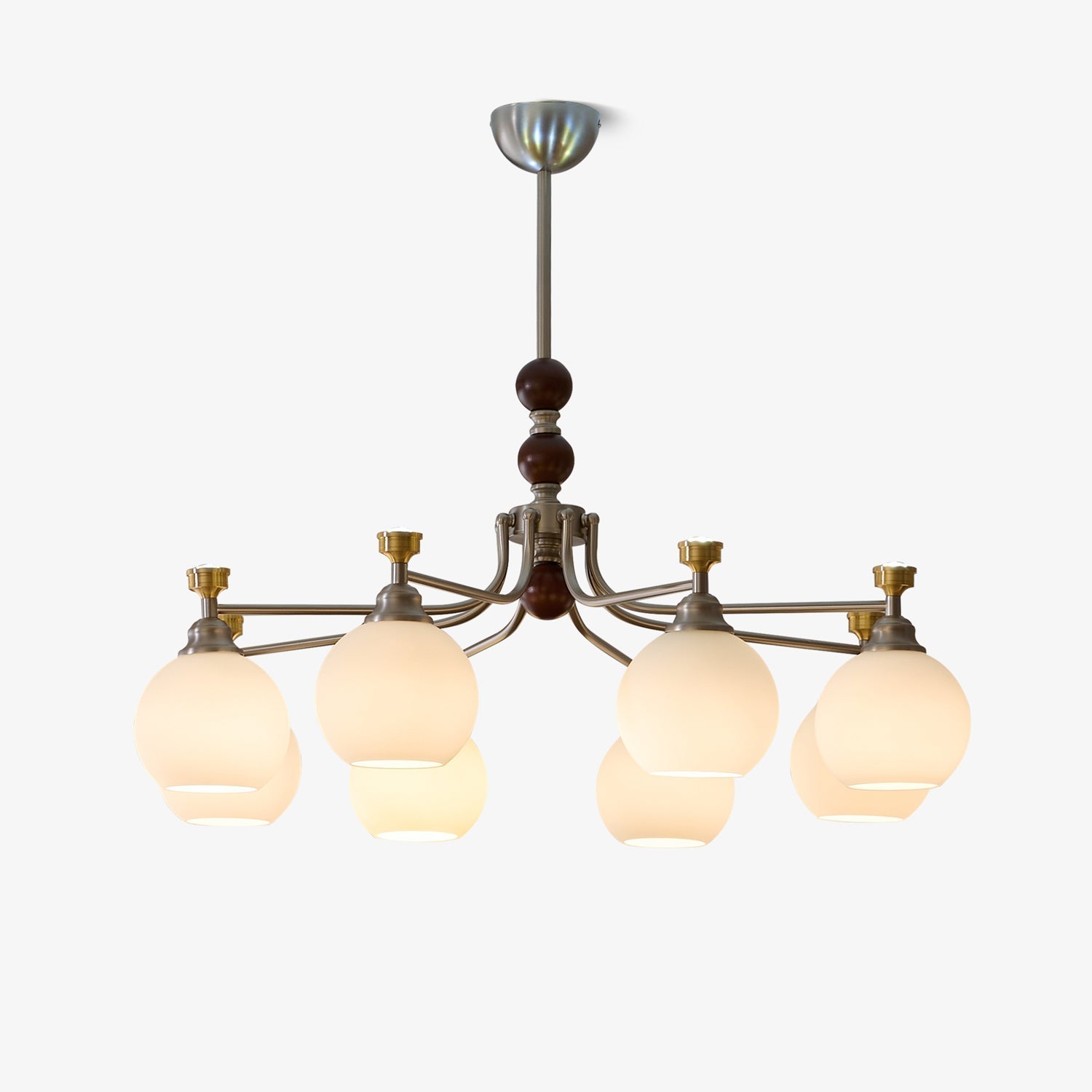 Eursoria Traditional Art Orb Wood Glass Chandelier