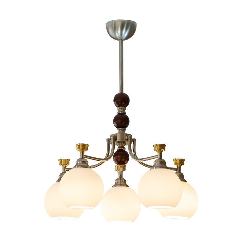 Eursoria Traditional Art Orb Wood Glass Chandelier