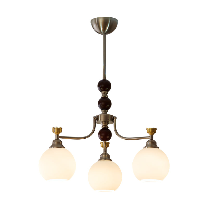 Eursoria Traditional Art Orb Wood Glass Chandelier