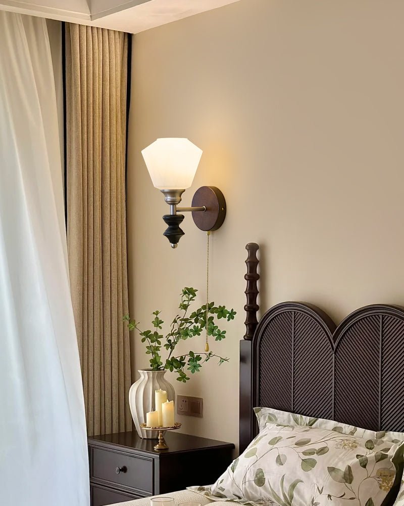 Lucille Elegance Classic Art Glass Wood Wall Lamp