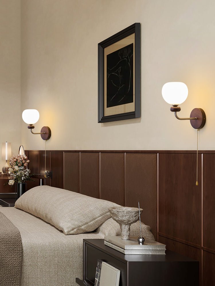 Lucille Elegance Classic Art Glass Wood Wall Lamp