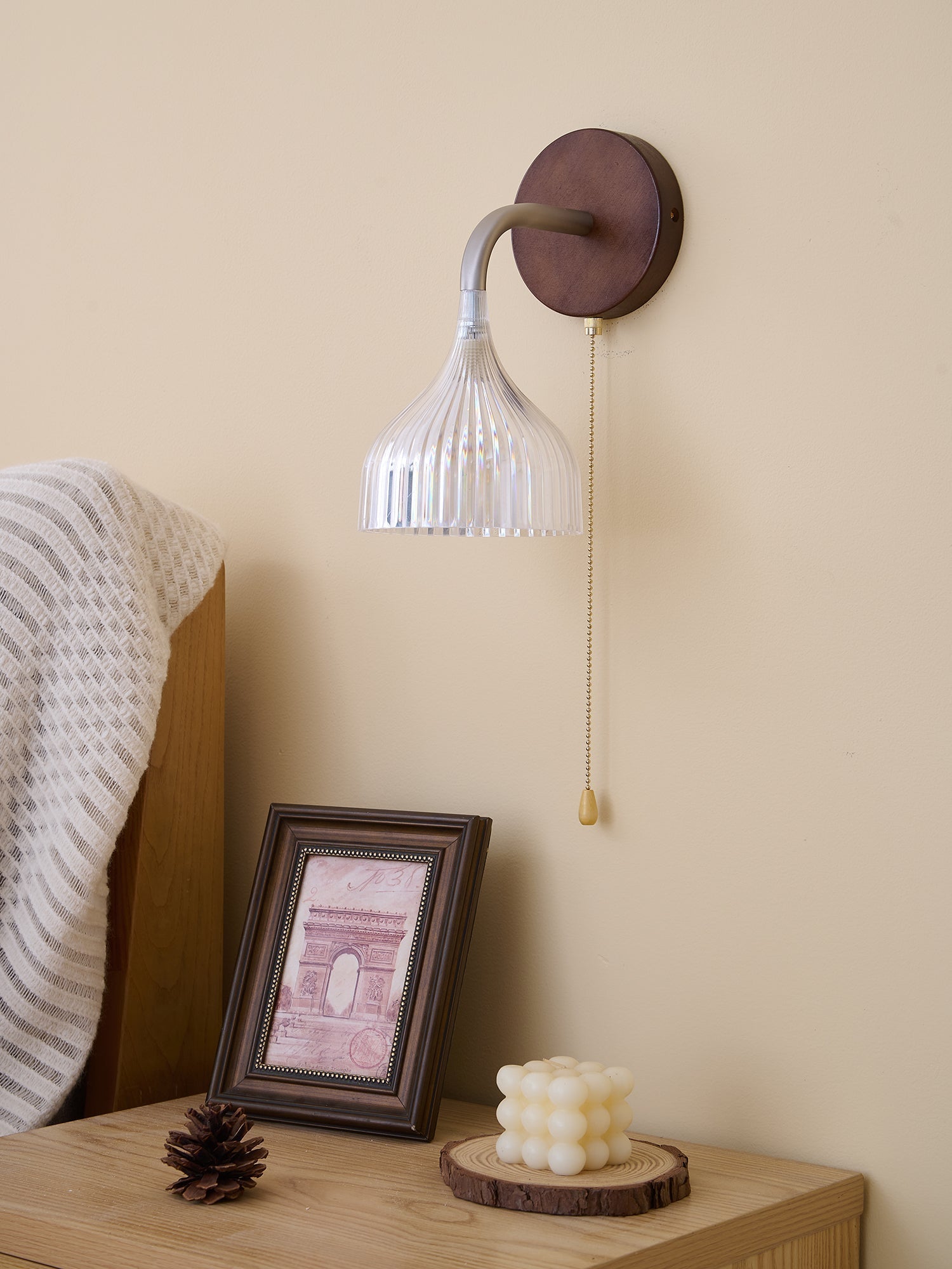 Cimararae Elegance Classic Wood Wall Lamp