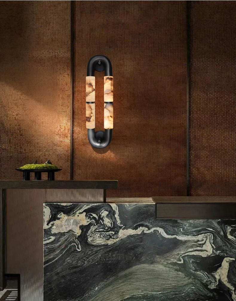 Gloxa Arc Twin Alabaster Wall Lamp