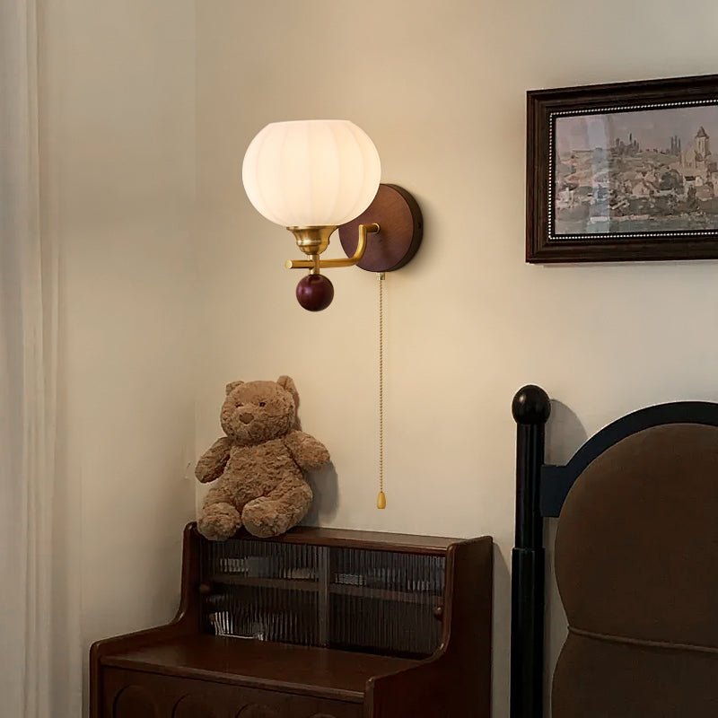 Syleella Premium Nordic Art Crest Glass Wood Wall Lamp