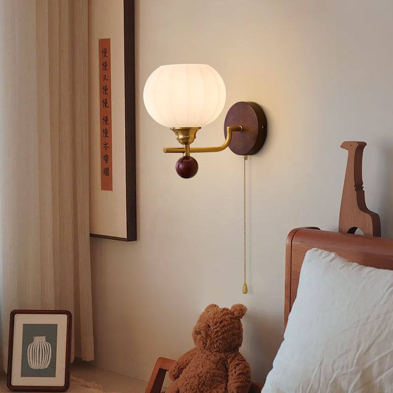 Syleella Premium Nordic Art Crest Glass Wood Wall Lamp